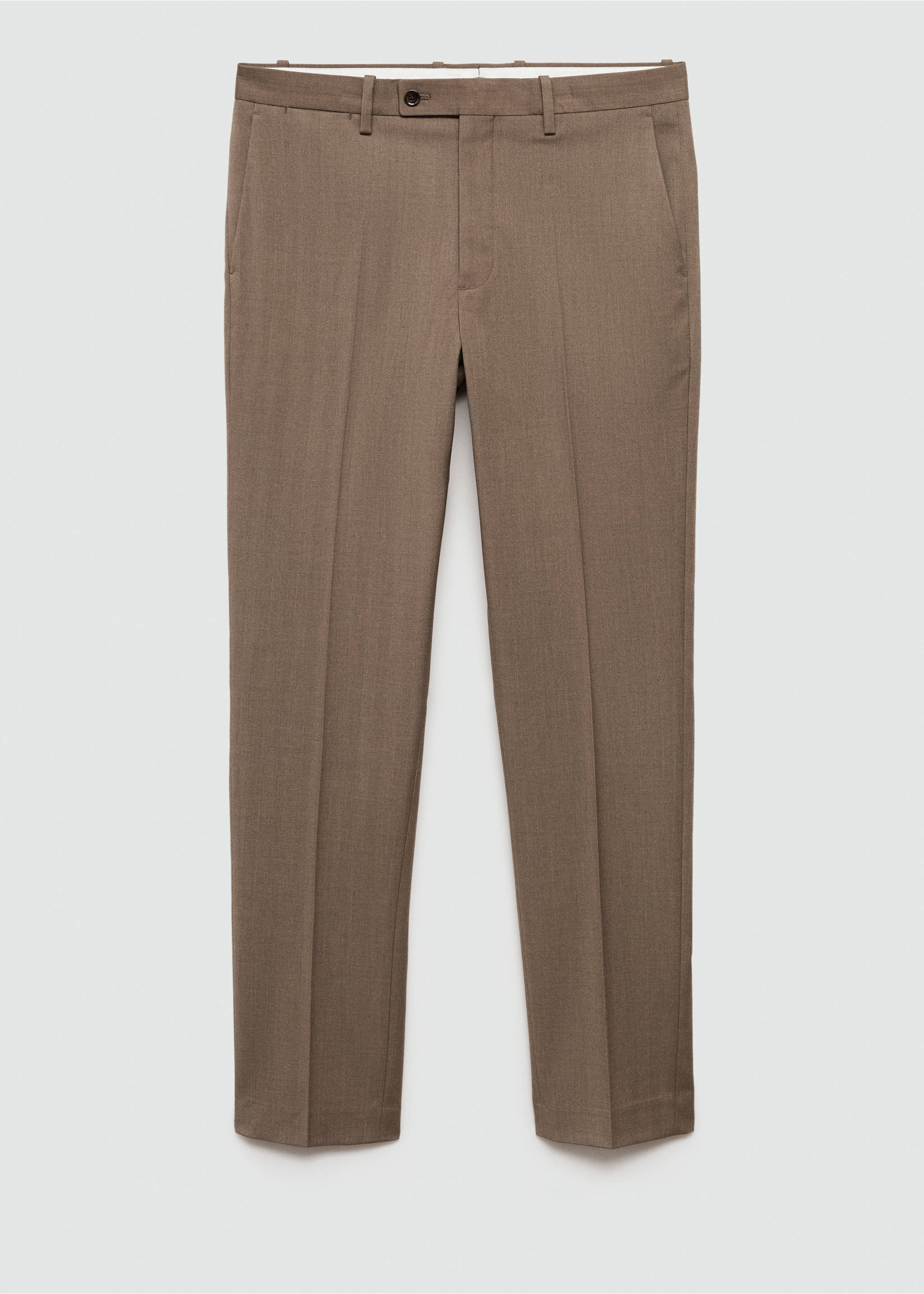 Stretch-fabric slim-fit suit trousers - Article without model, Beige. Ref: 77045149-00.