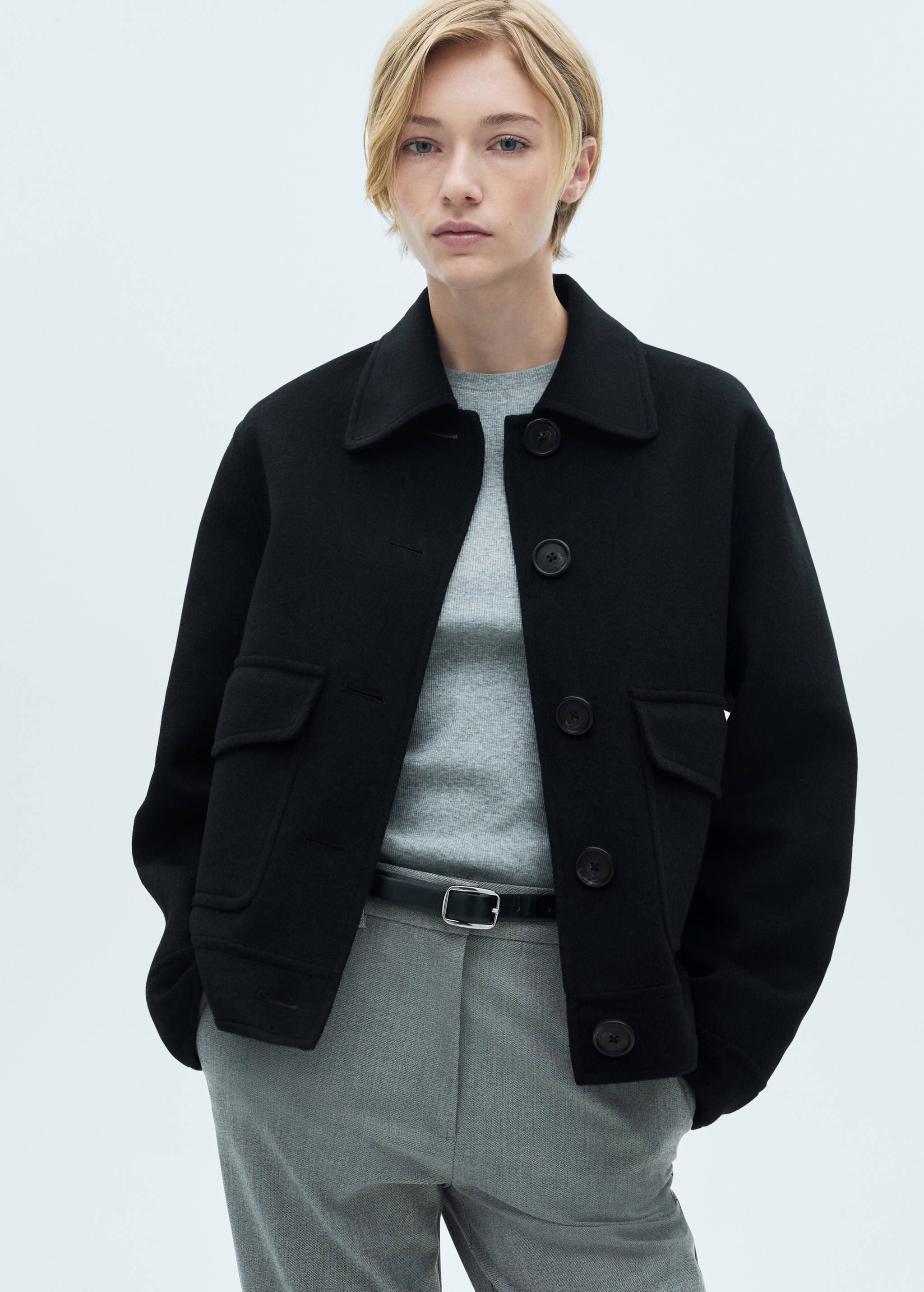 Wool jacket with pockets - Medium plane