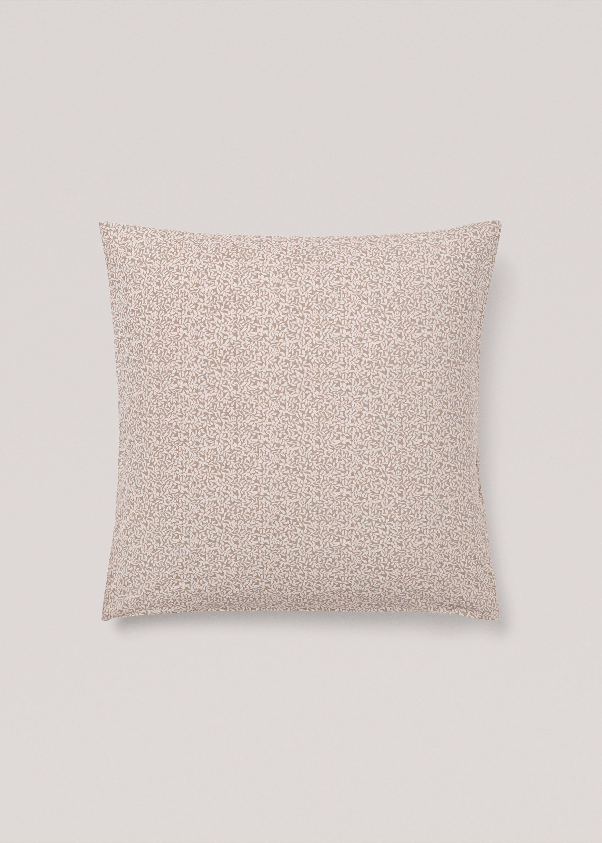 Micro-flower print pillowcase 60x60cm - Article without model, Medium Brown. Ref: 77045635-00.