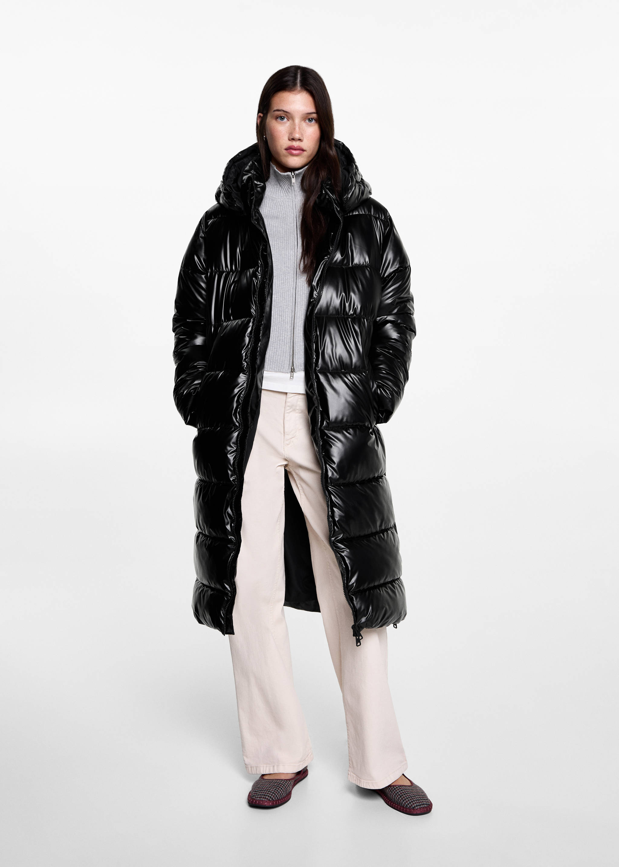 Quilted long coat - General plane
