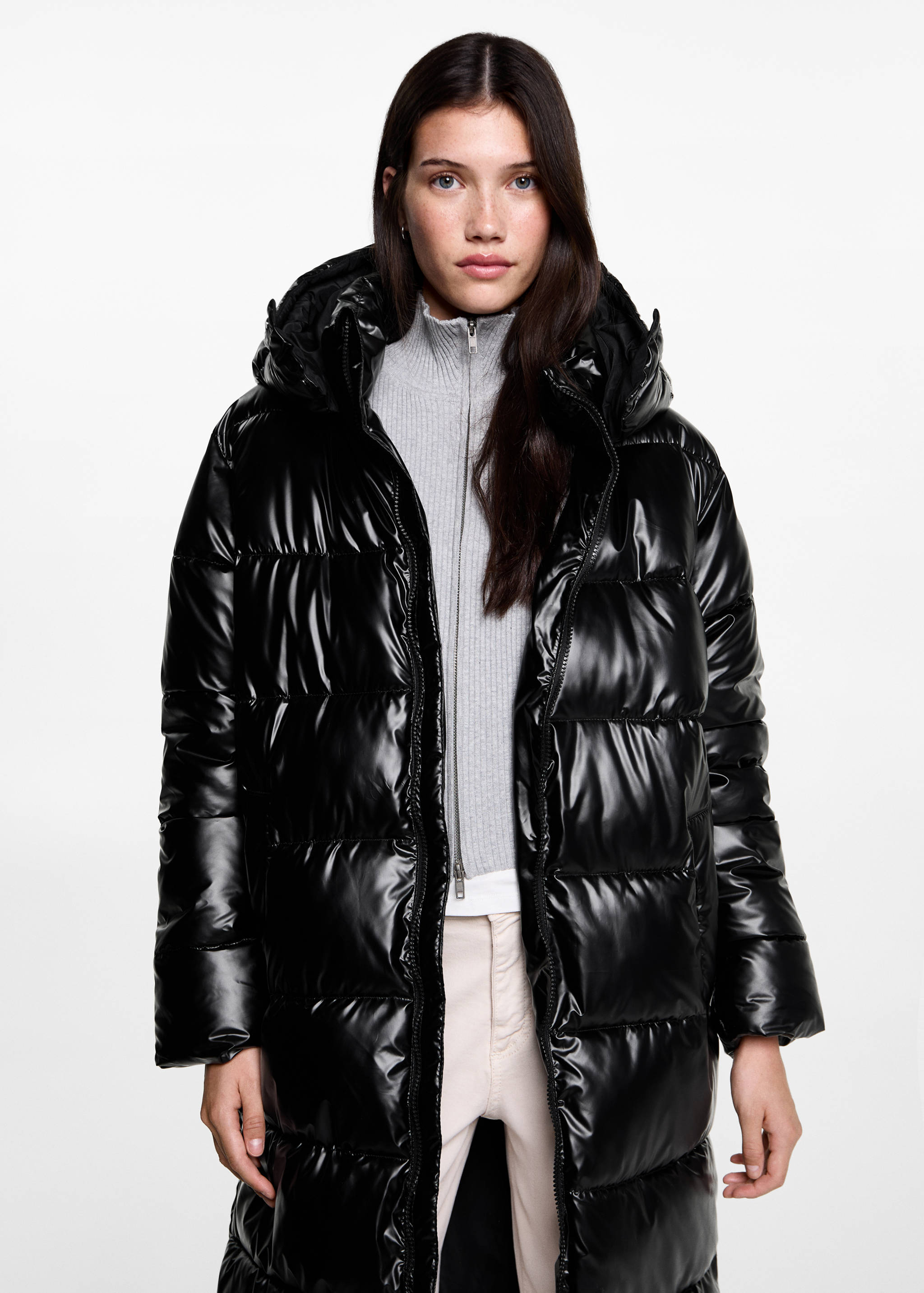 Quilted long coat - Medium plane