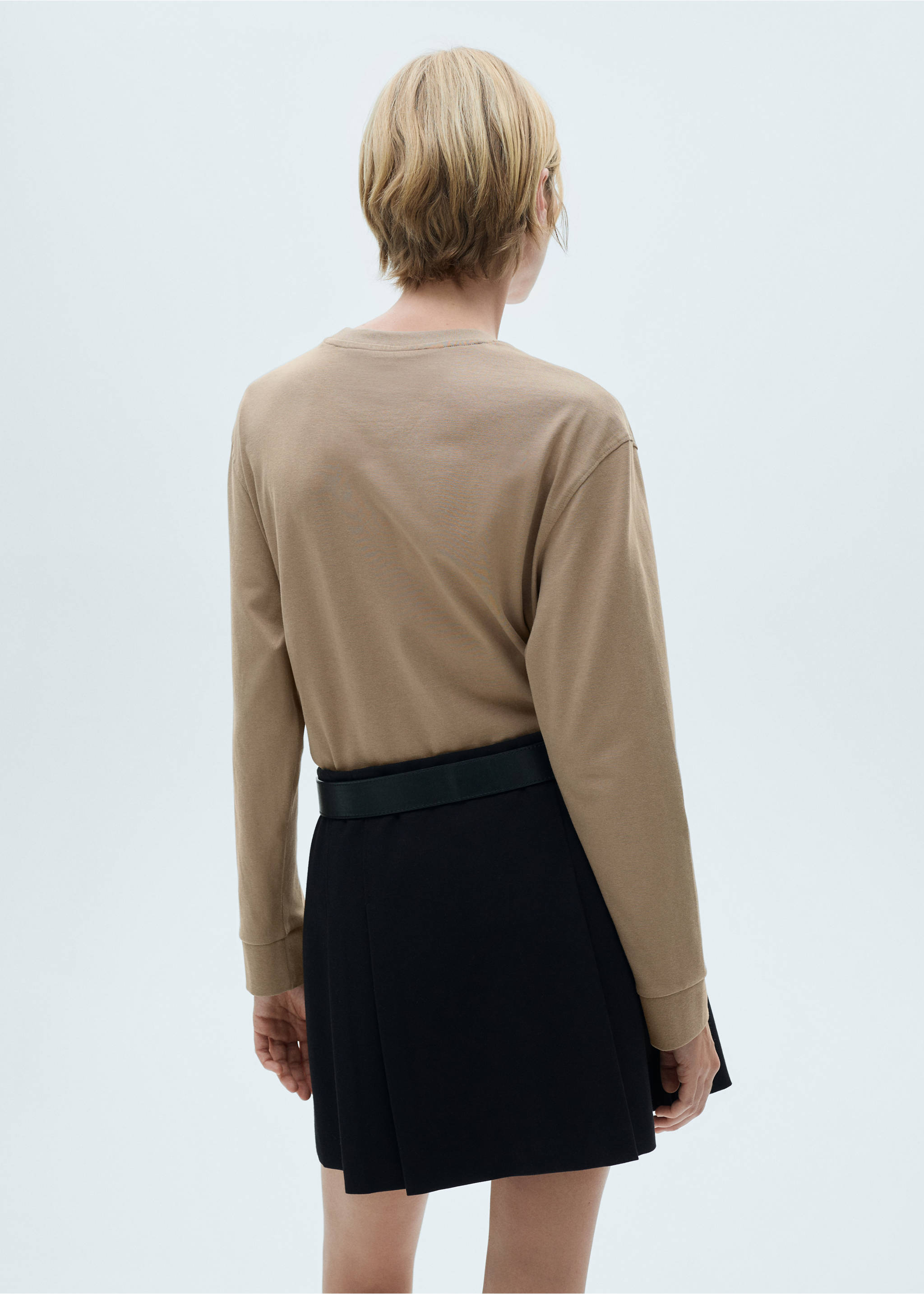 Long sleeve cotton t-shirt - Reverse of the article, Medium Brown. Ref: 77045643-00.