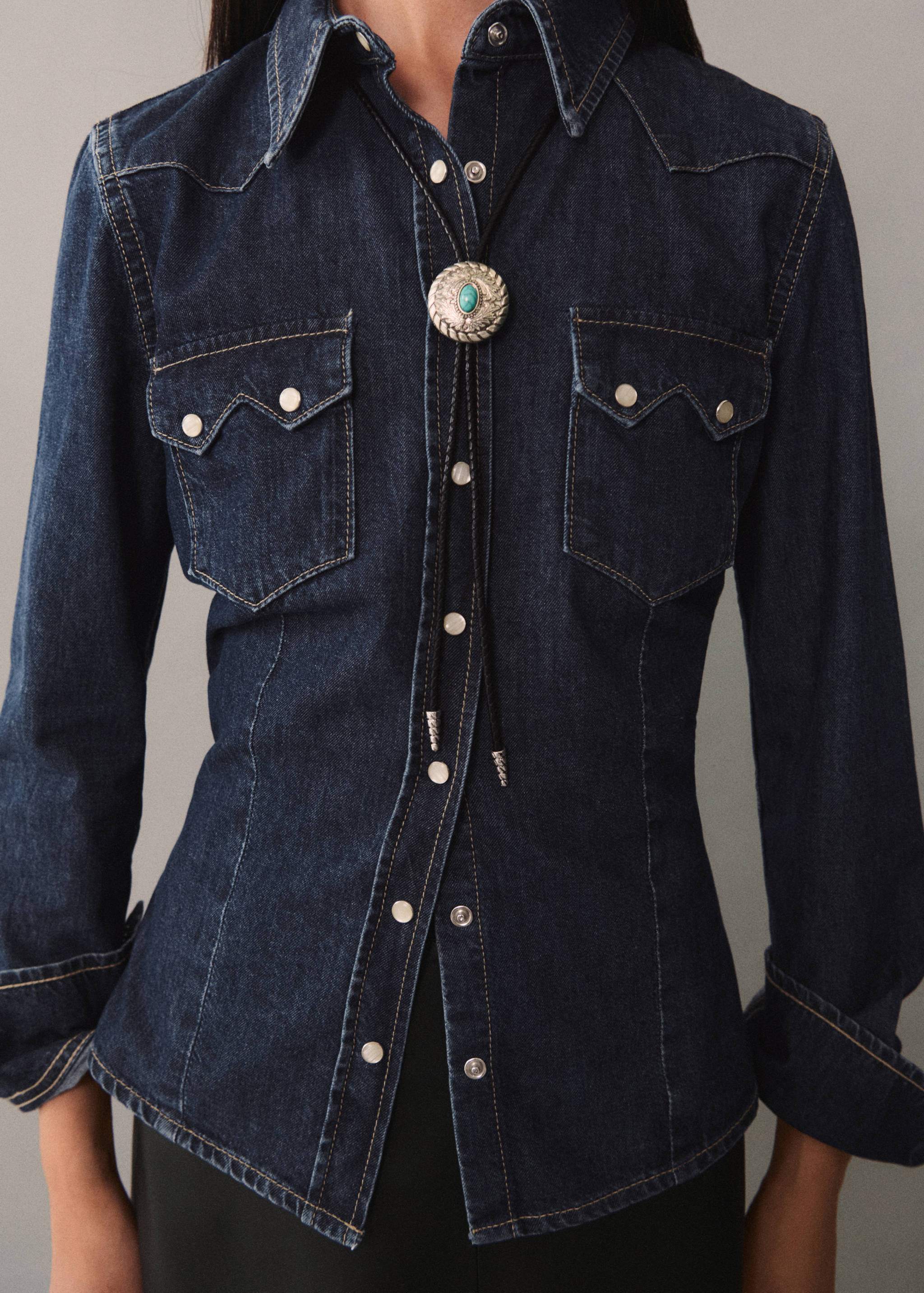 Chest-pocket denim shirt - Medium plane