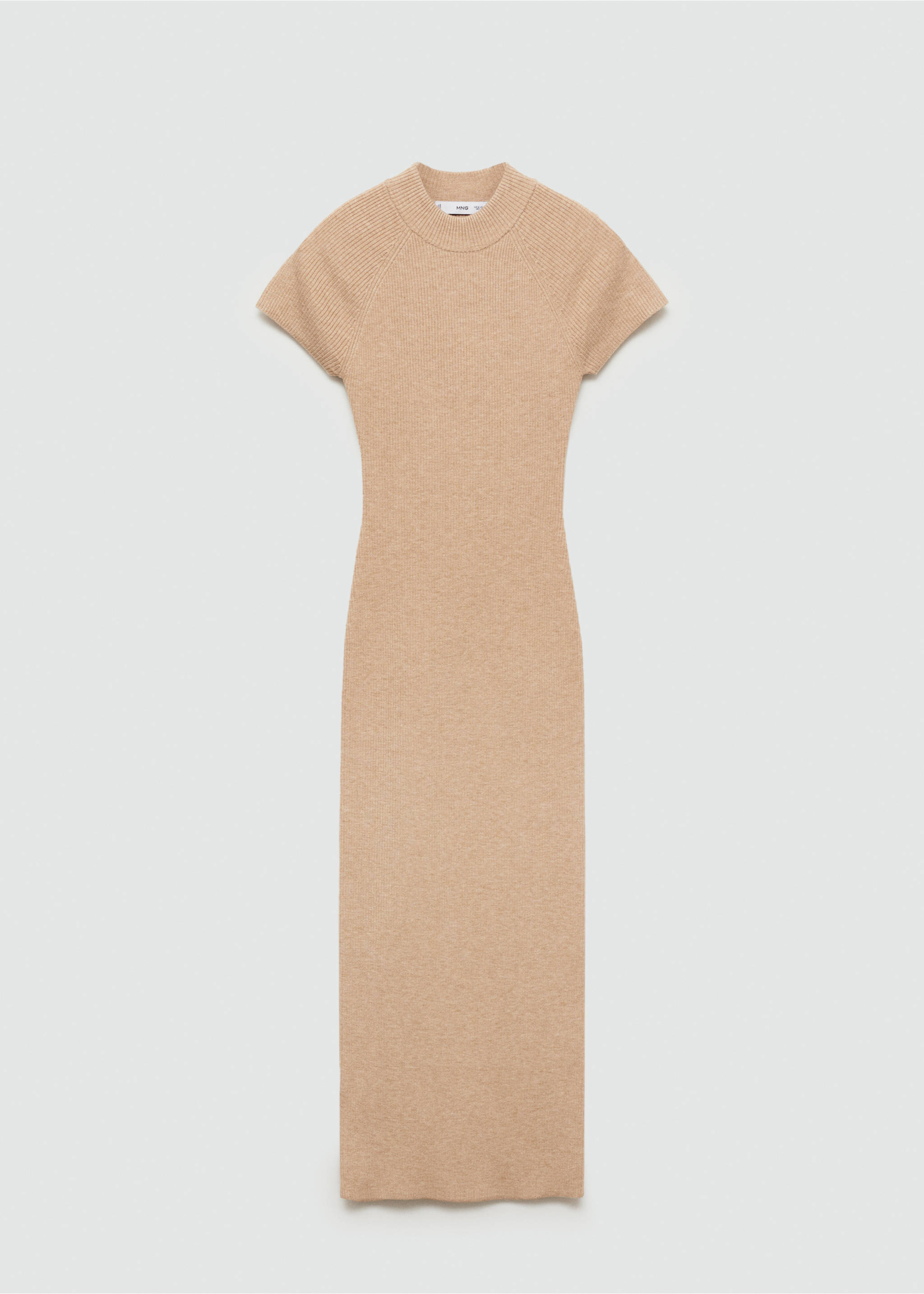 Perkins-neck ribbed dress - Article without model, Light/Pastel Grey. Ref: 77045646-00.