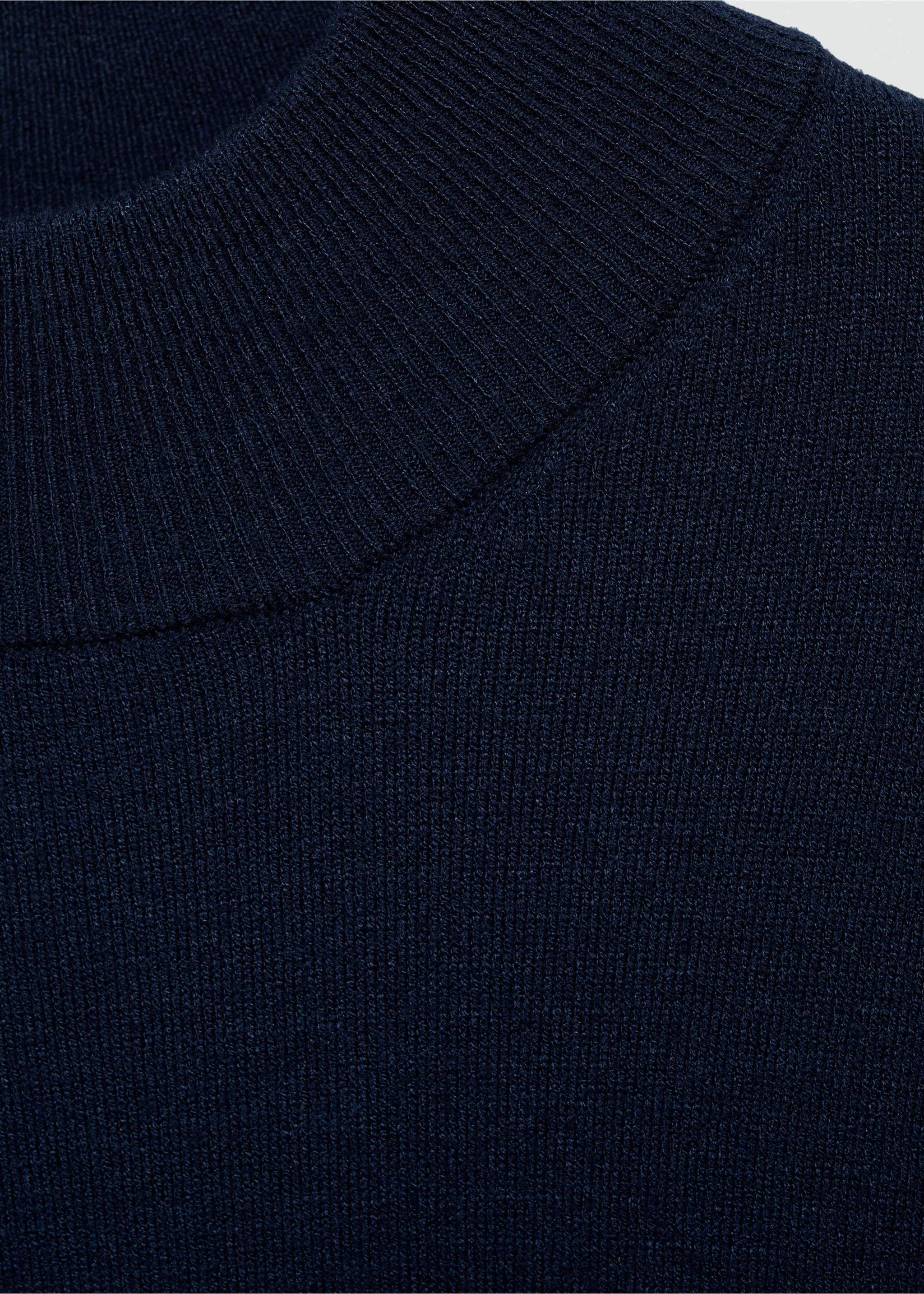 Round-neck knitted dress - Details of the article 8, Dark Navy. Ref: 77045647-00.