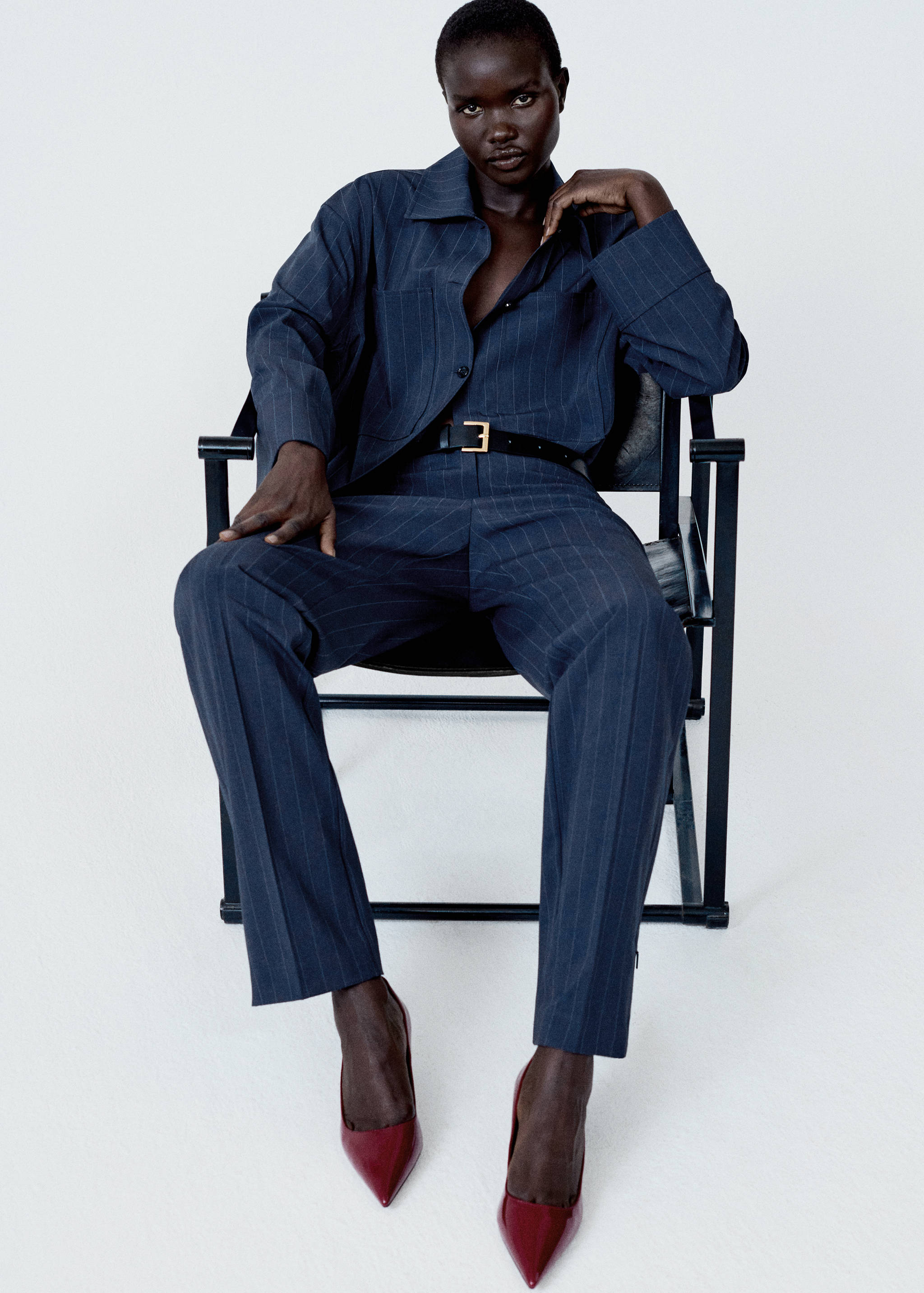 Chalk-stripe straight trousers - Details of the article 6