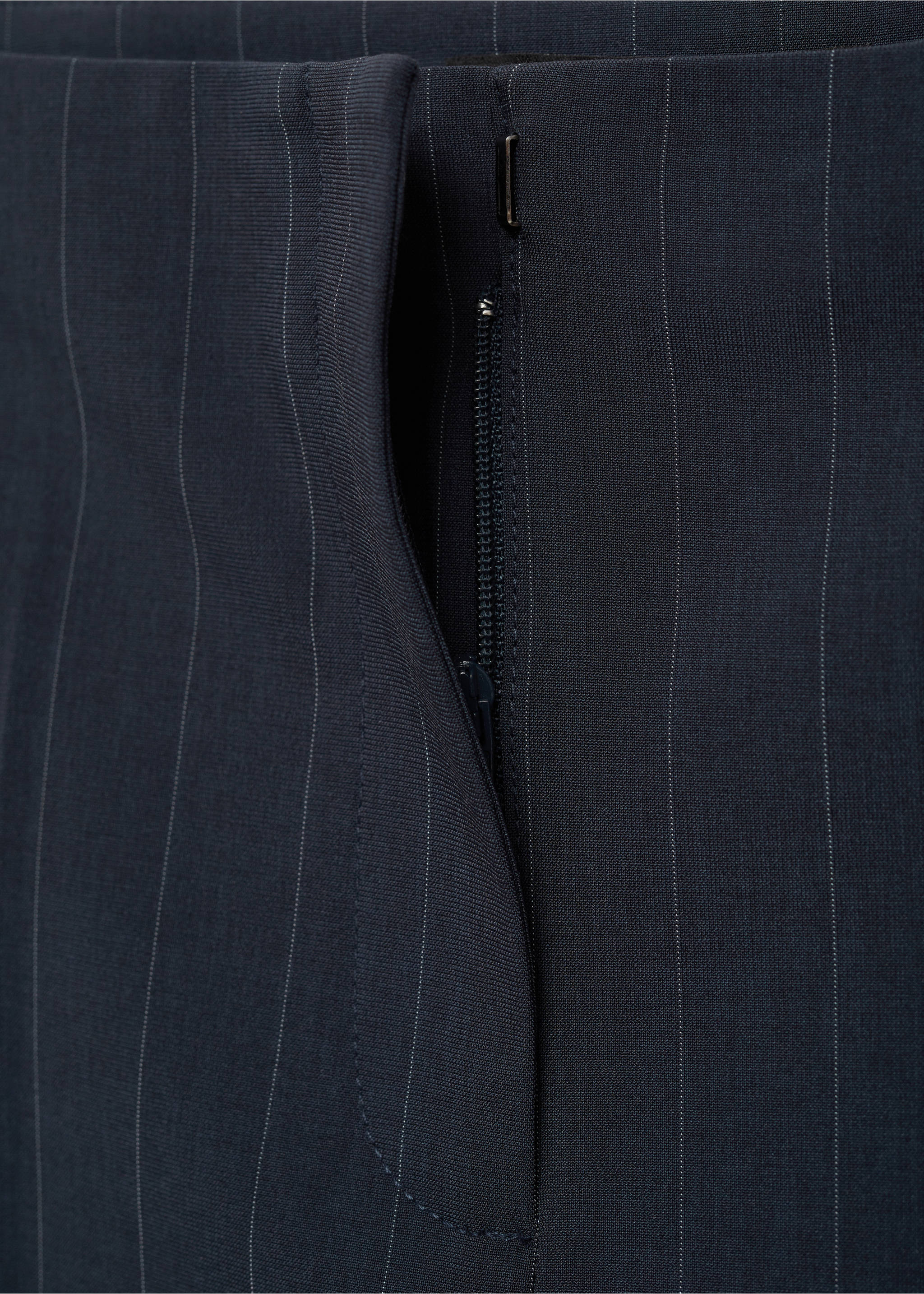 Chalk-stripe straight trousers - Details of the article 8, Dark Navy. Ref: 77045650-00.