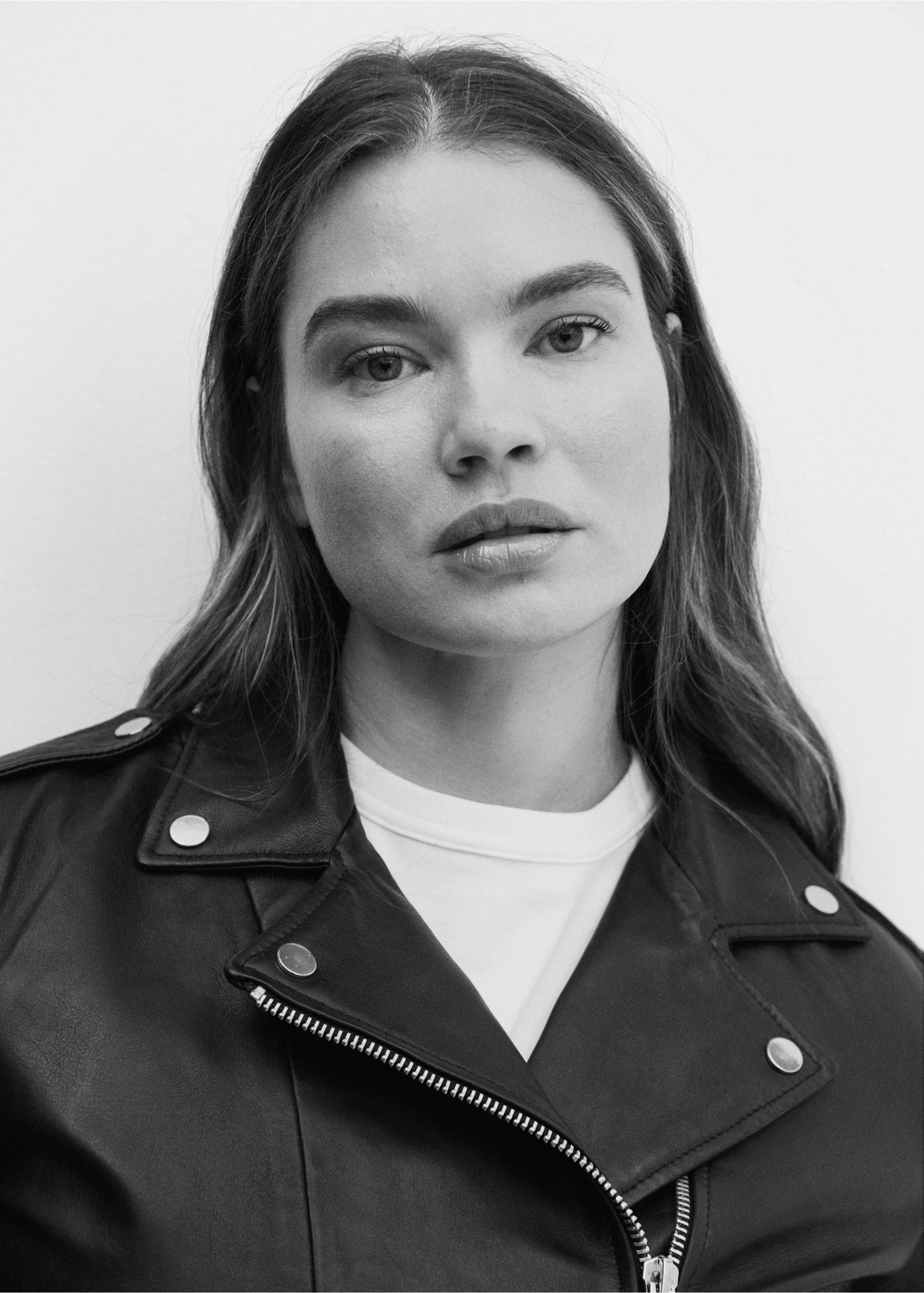 Leather biker jacket - Details of the article 4, Black. Ref: 77045659-00.