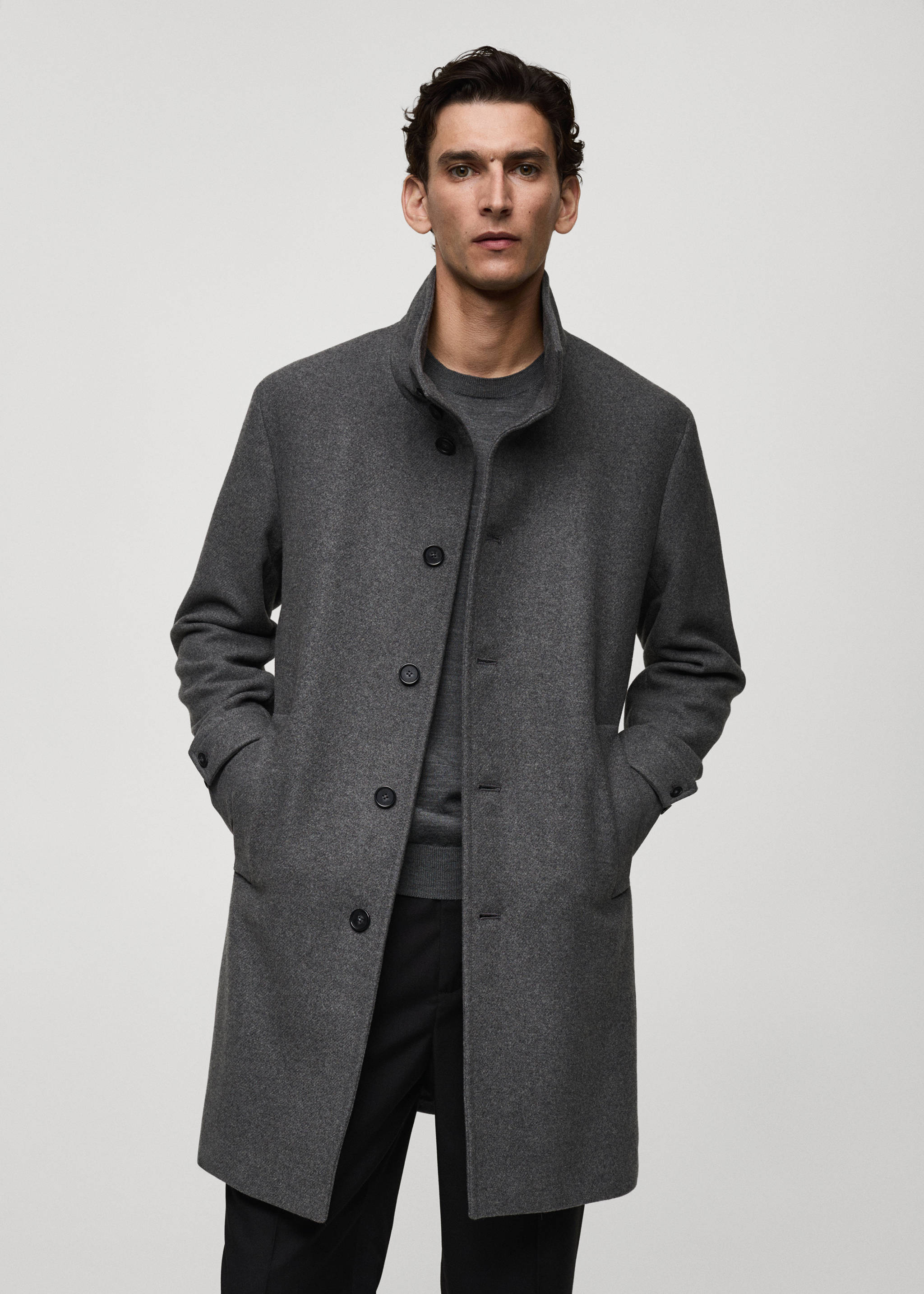 Wool funnel neck coat - Medium plane