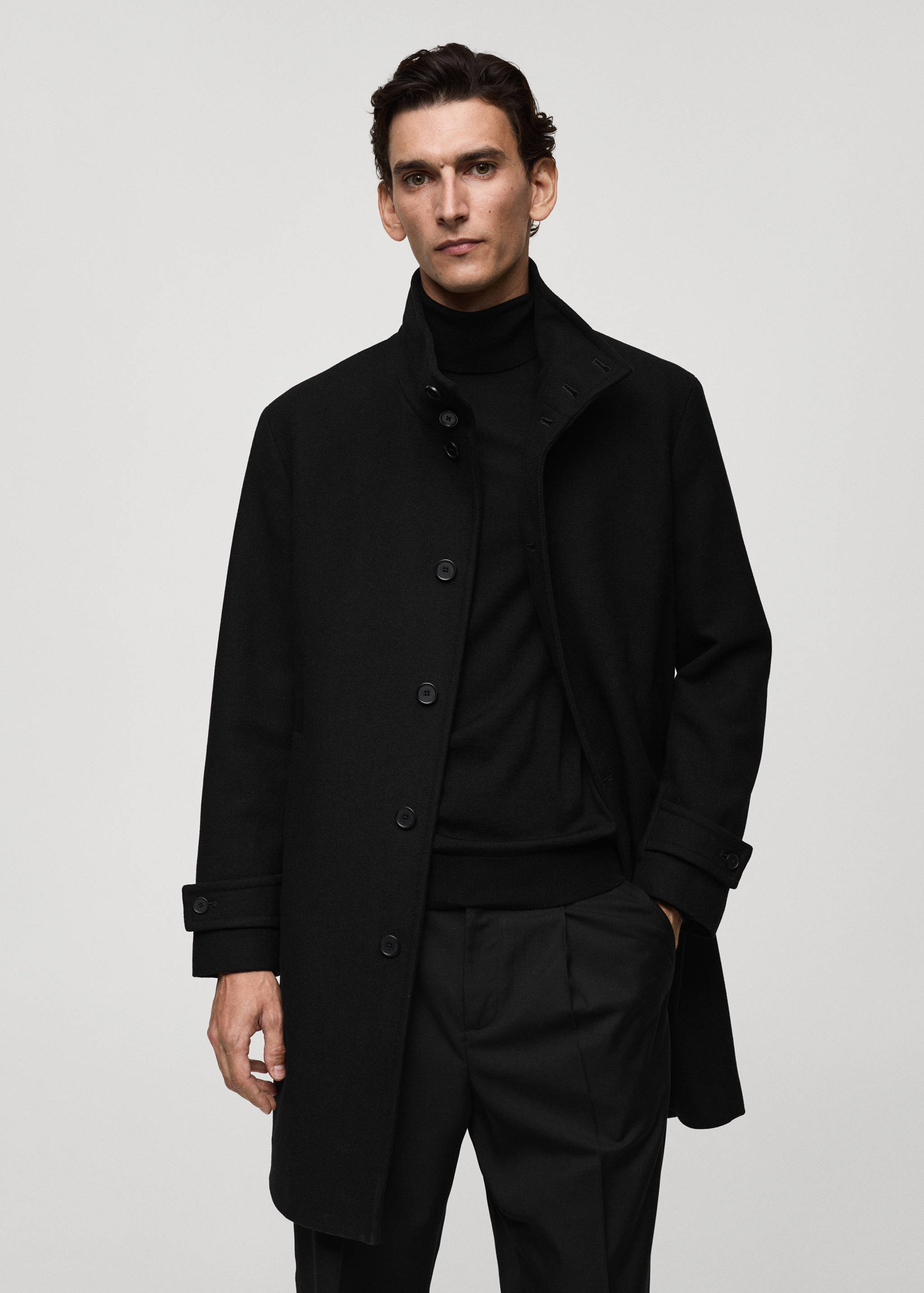 Wool funnel neck coat - Medium plane