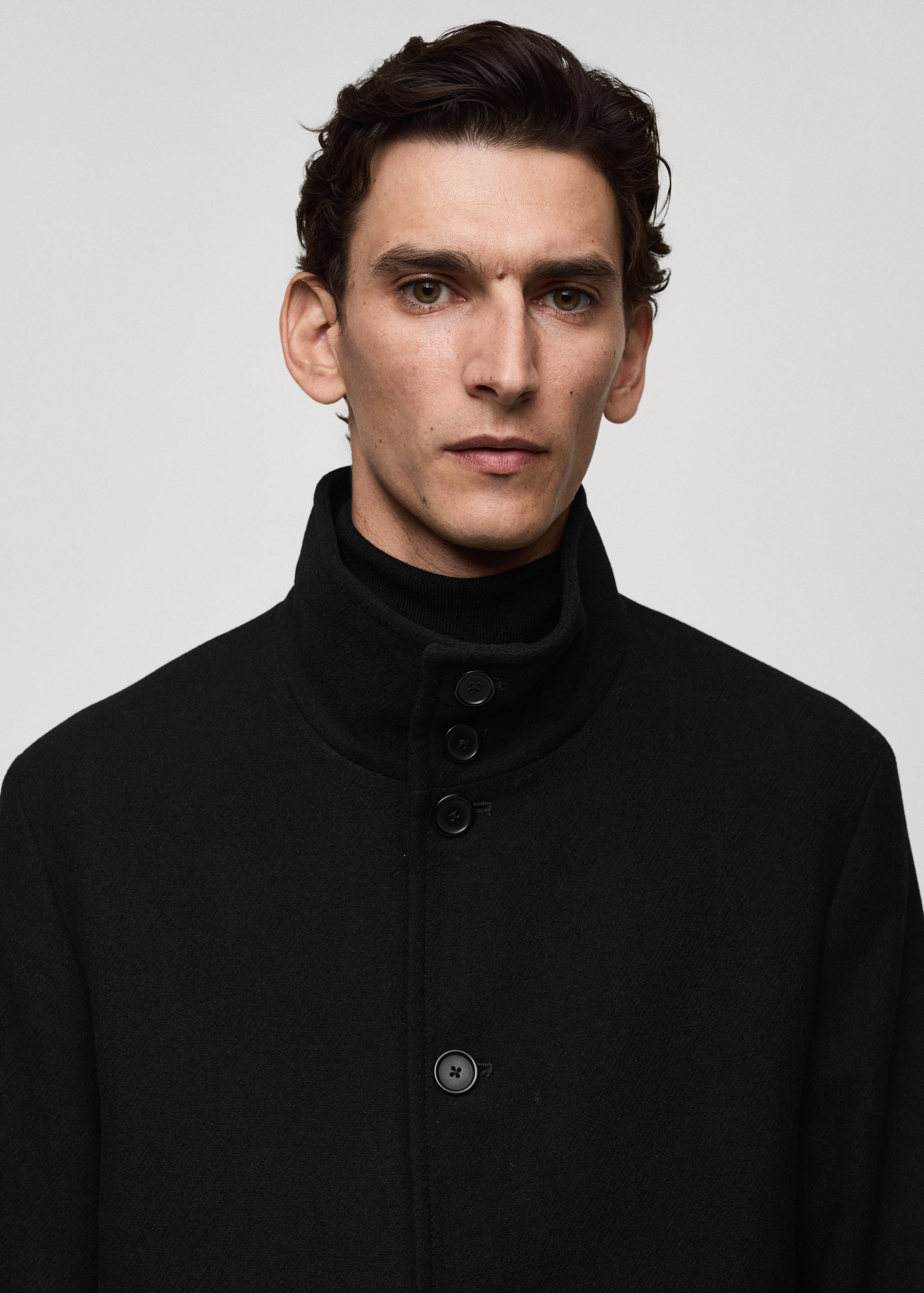 Wool funnel neck coat - Details of the article 1