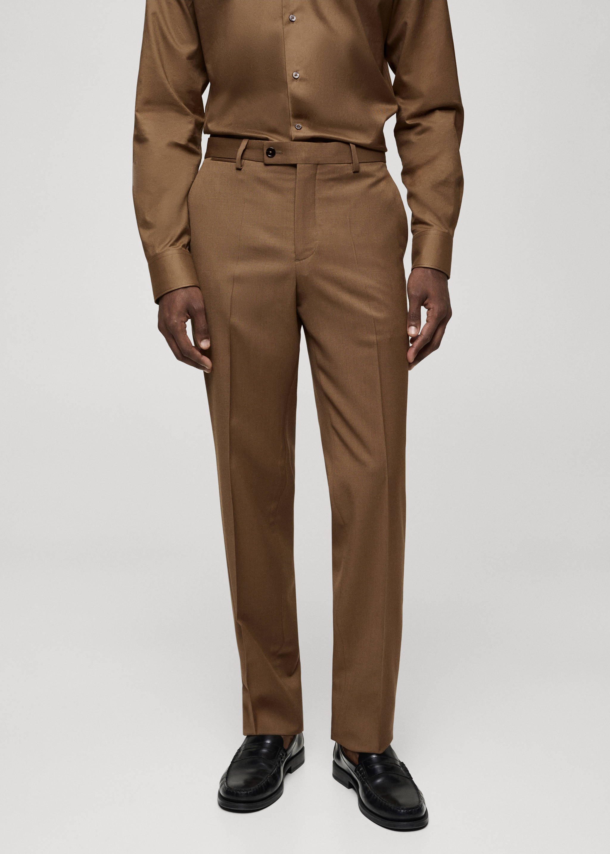 100% virgin wool slim-fit suit trousers - Medium plane