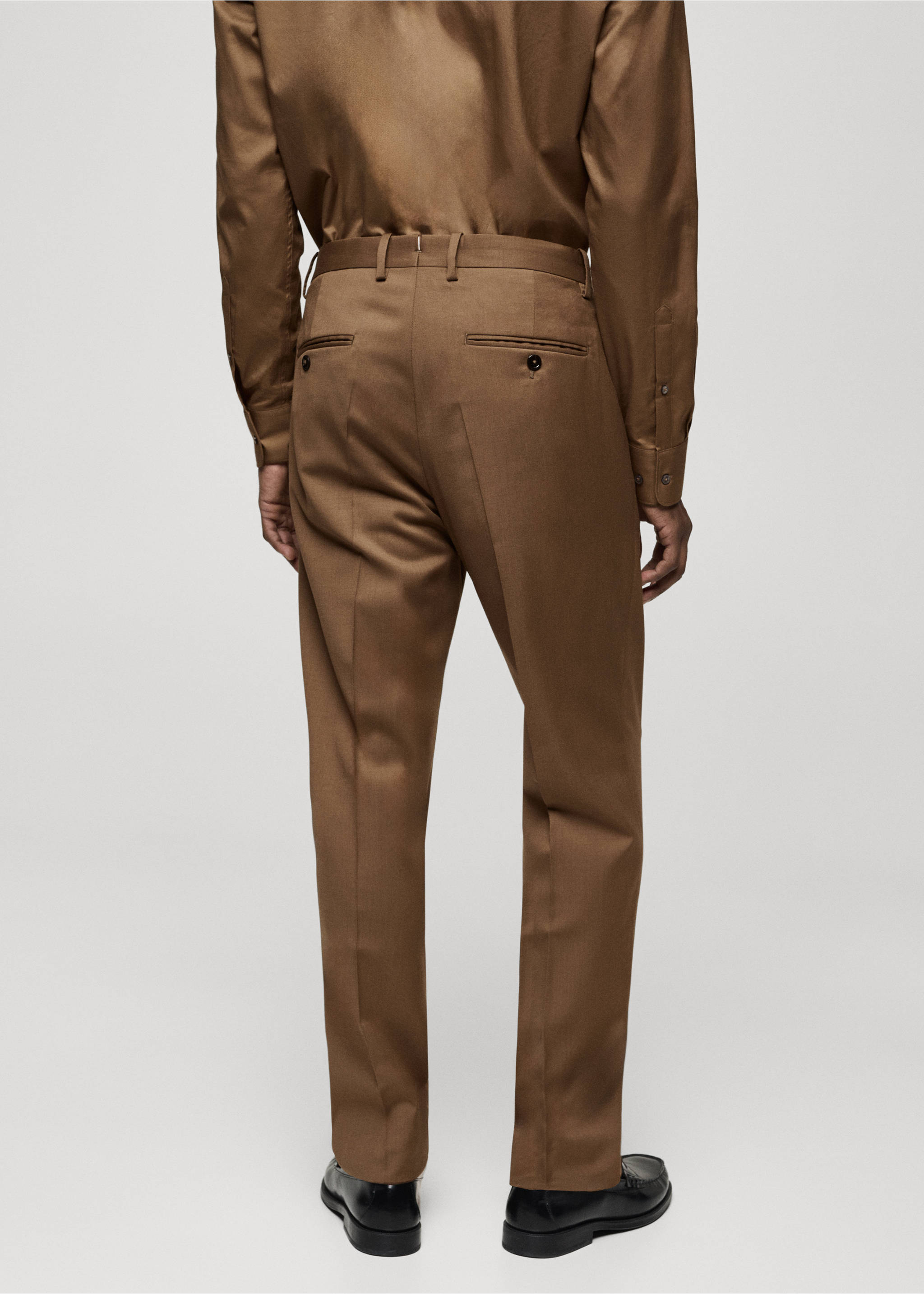 100% virgin wool slim-fit suit trousers - Reverse of the article, Brown. Ref: 77045970-00.