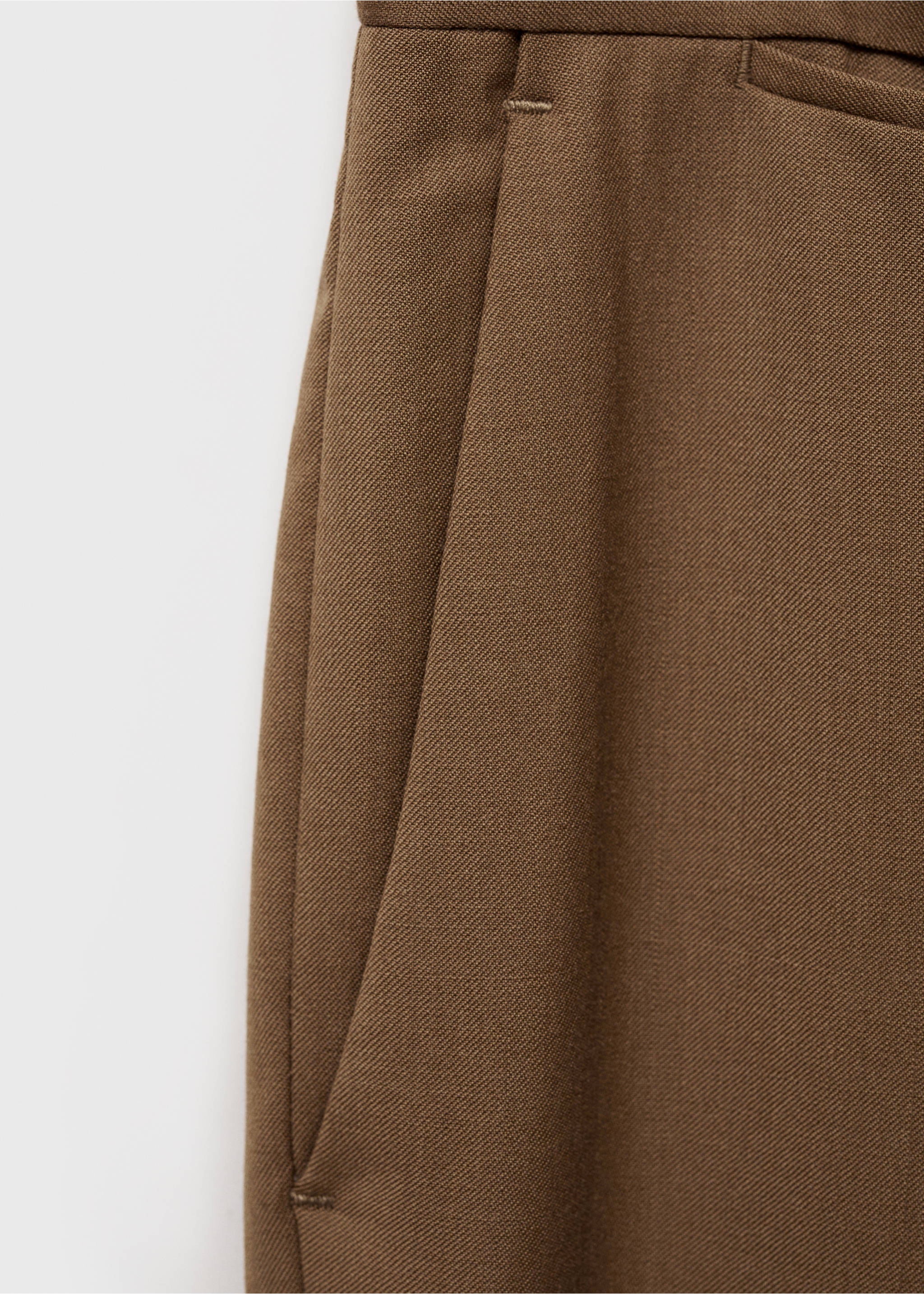 100% virgin wool slim-fit suit trousers - Details of the article 0, Brown. Ref: 77045970-00.