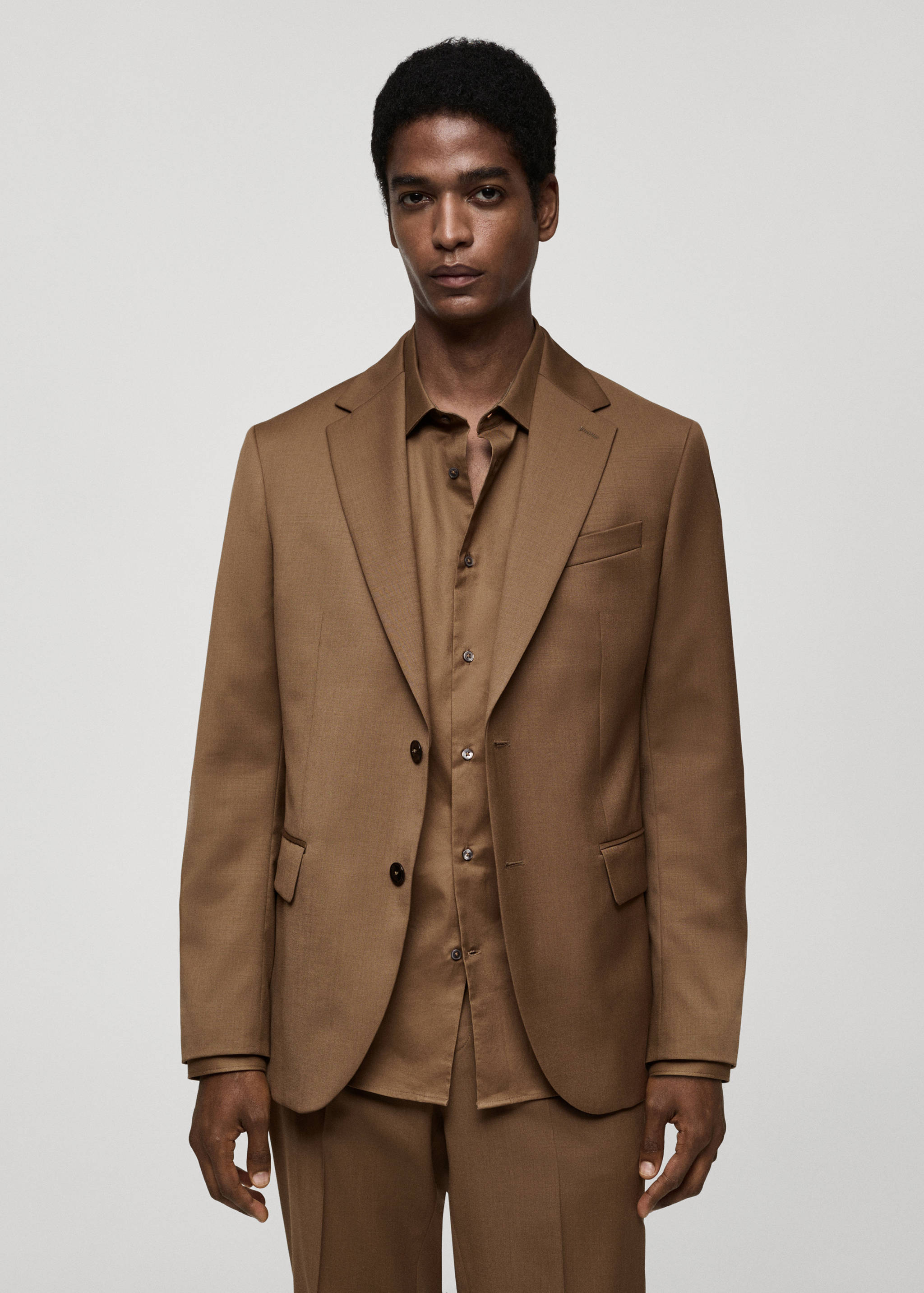 Blazer de fato slim fit de 100% lã virgem - Plano médio