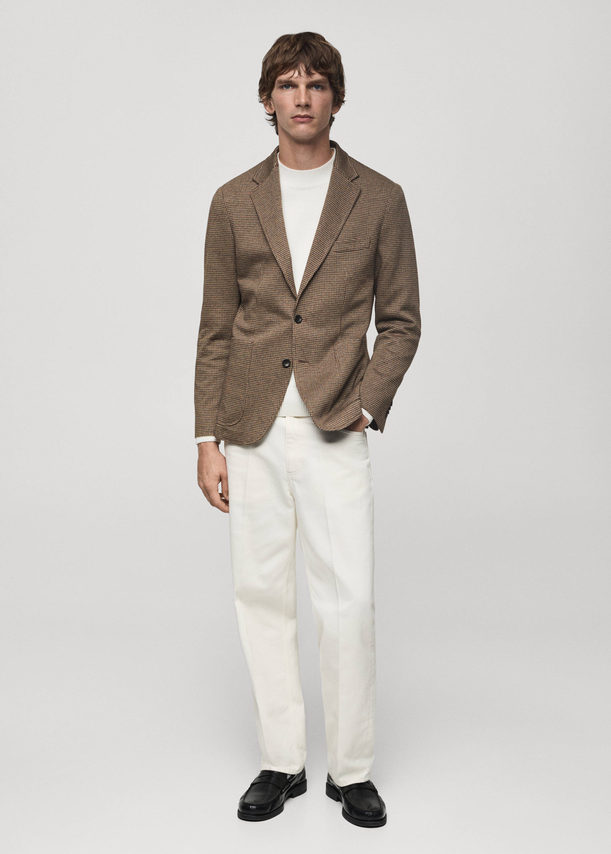 Giacca slim-fit micro pied-de-poule - Piano generale