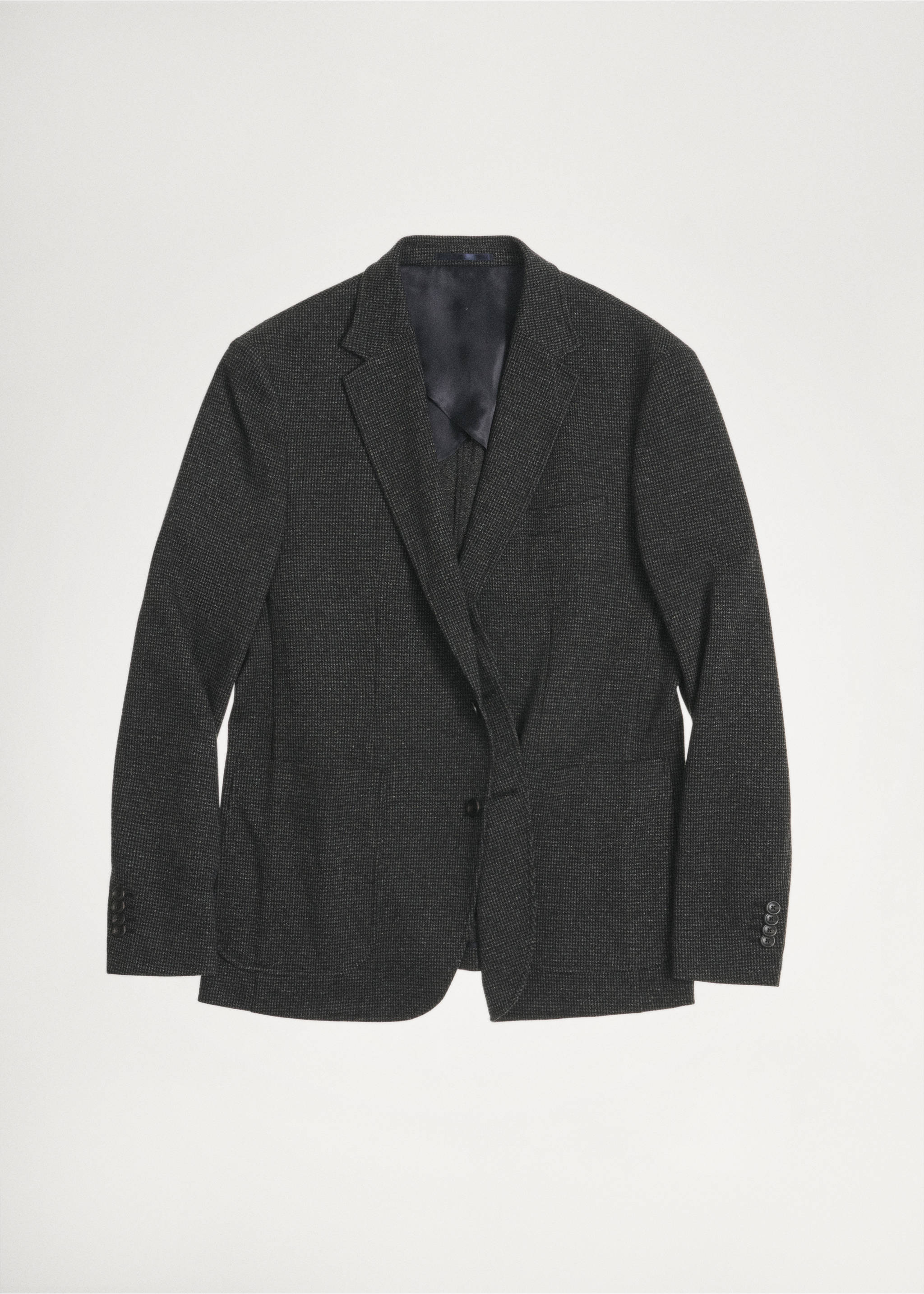 Slim-fit micro-houndstooth jacket - Details of the article 5, Dark Heather Grey. Ref: 77045972-00.