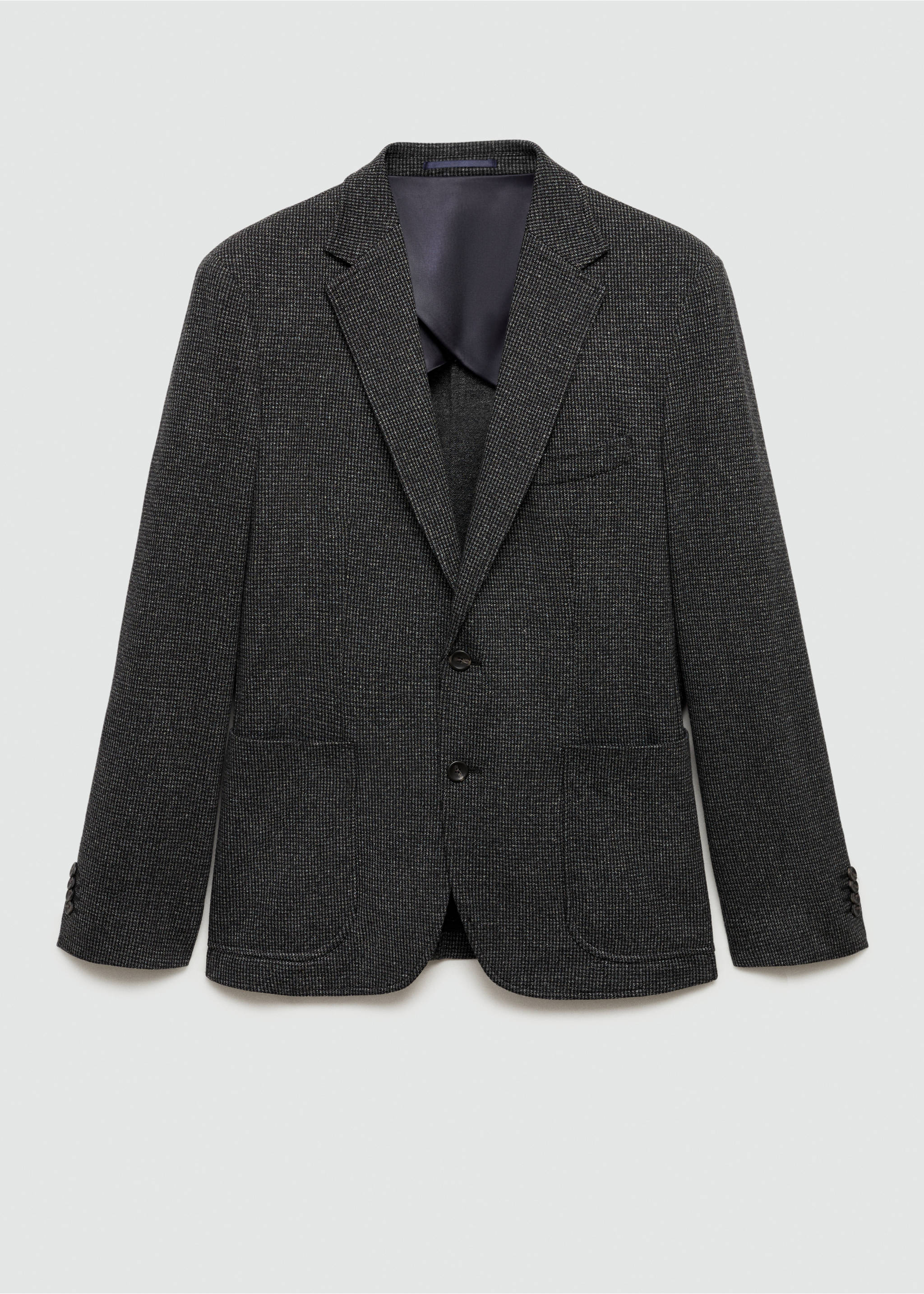 Slim-fit micro-houndstooth jacket - Article without model, Dark Heather Grey. Ref: 77045972-00.