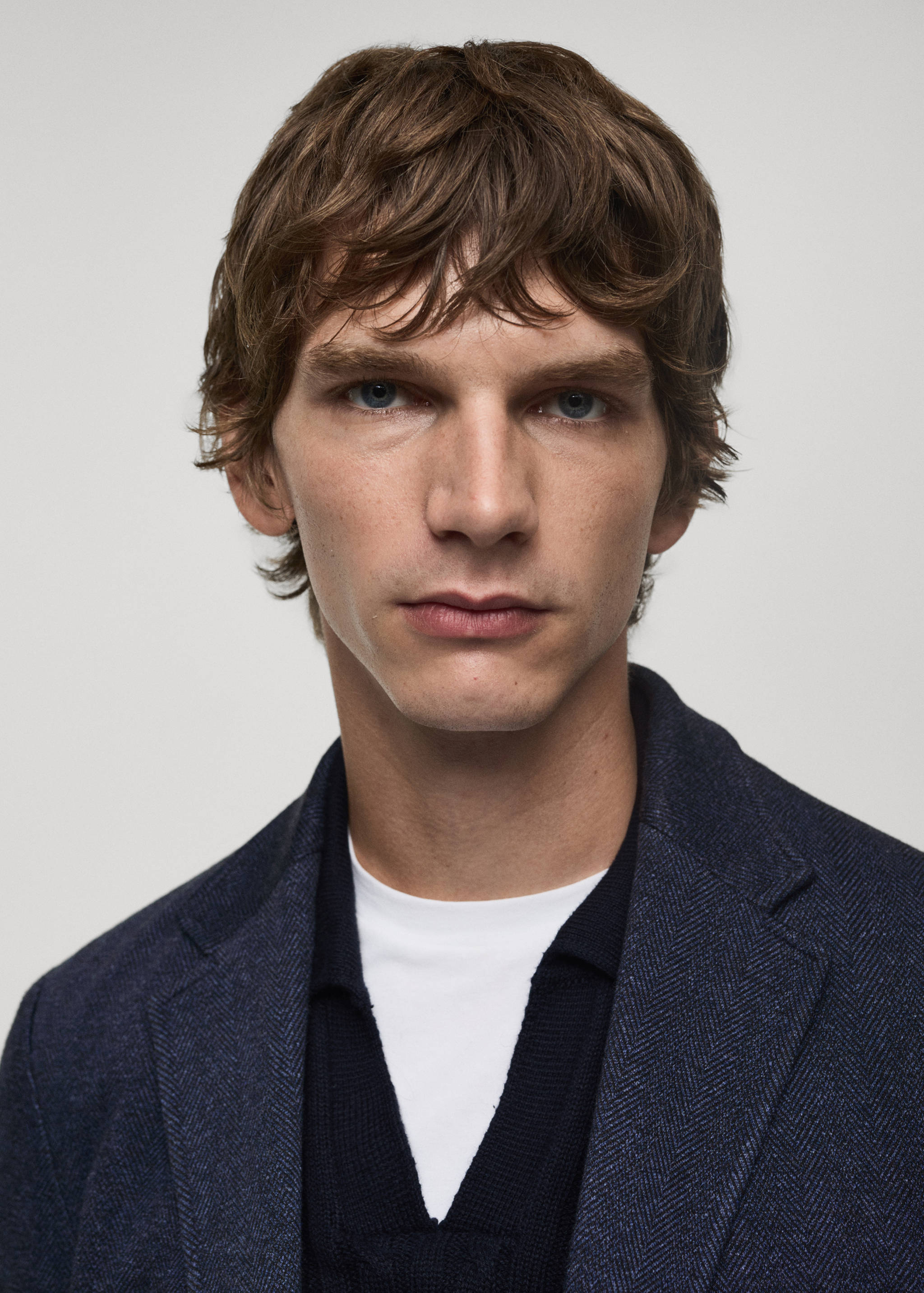 Slim-fit herringbone tailored jacket - Details of the article 1