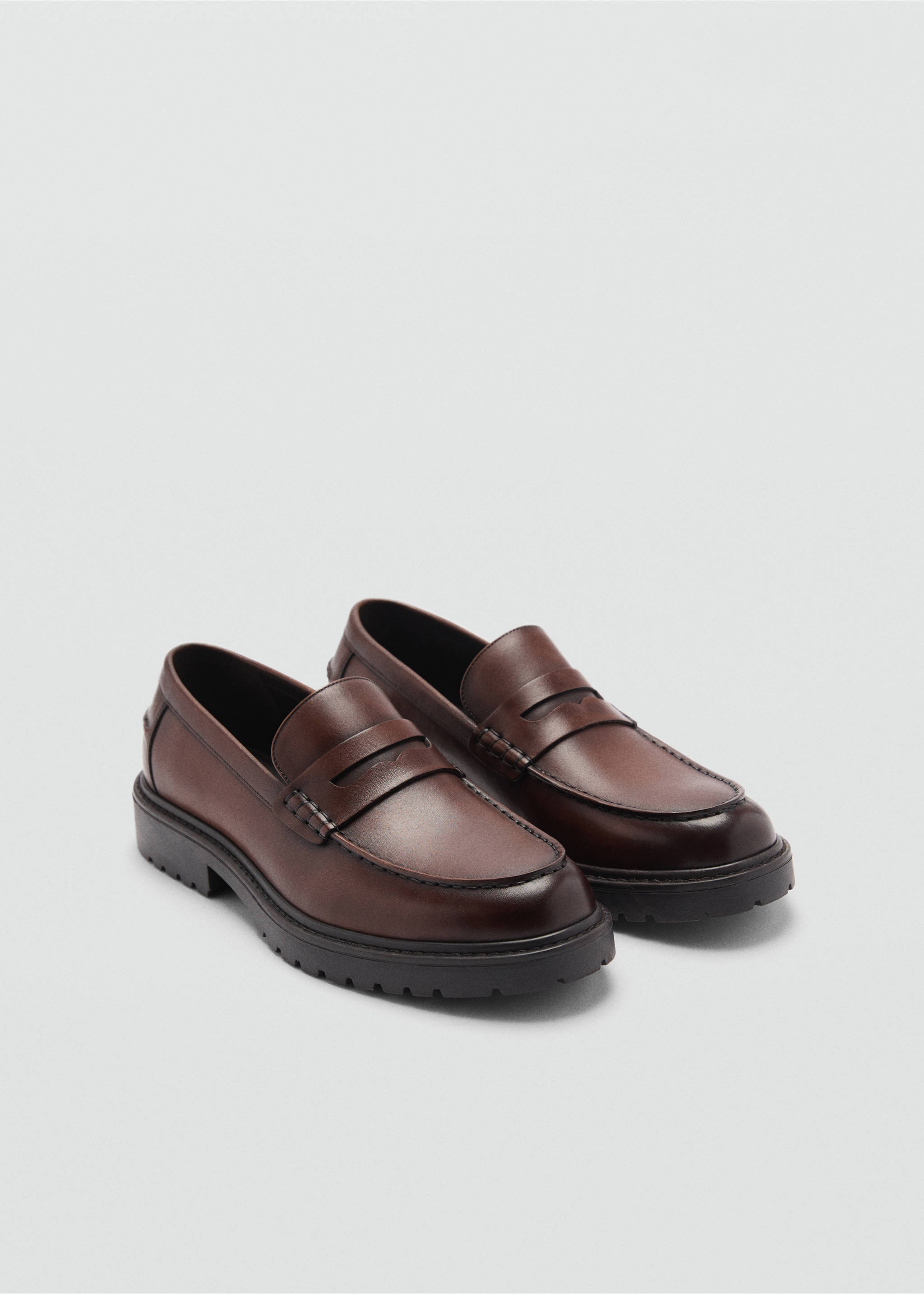 Leather penny loafers - Medium plane, Brown. Ref: 77045979-00.