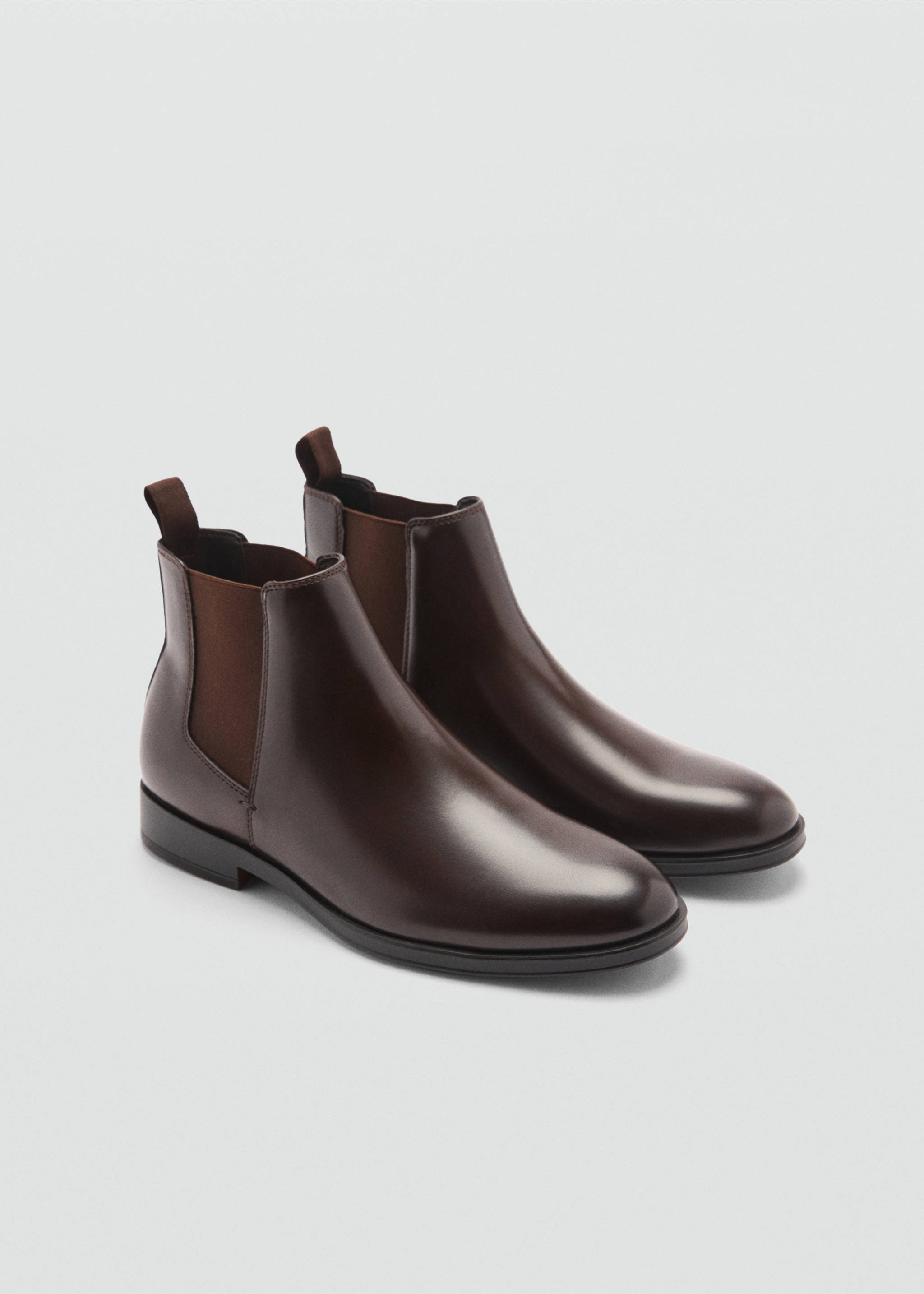 Faux-leather chelsea ankle boots - Medium plane, Brown. Ref: 77045980-00.