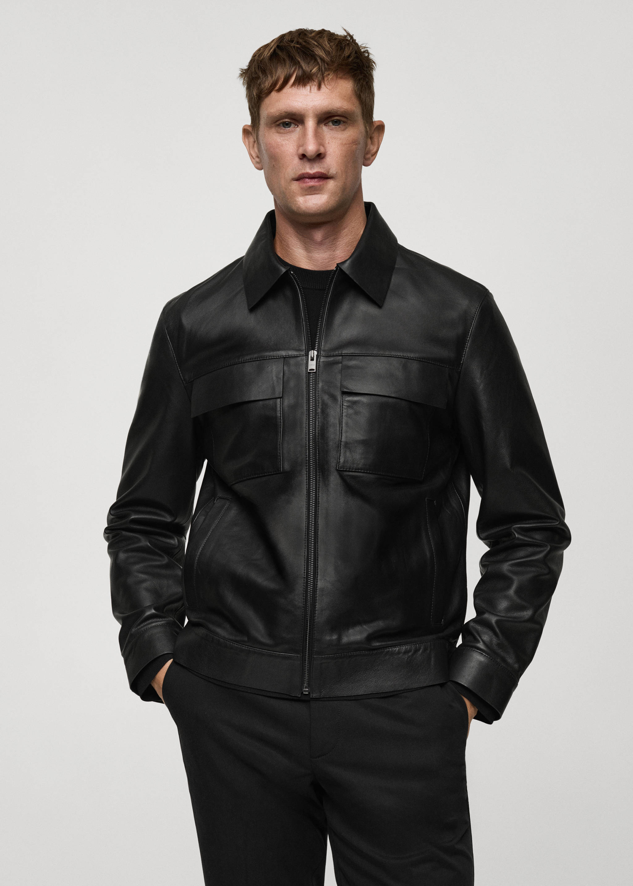 100% leather jacket with pockets - Medium plane
