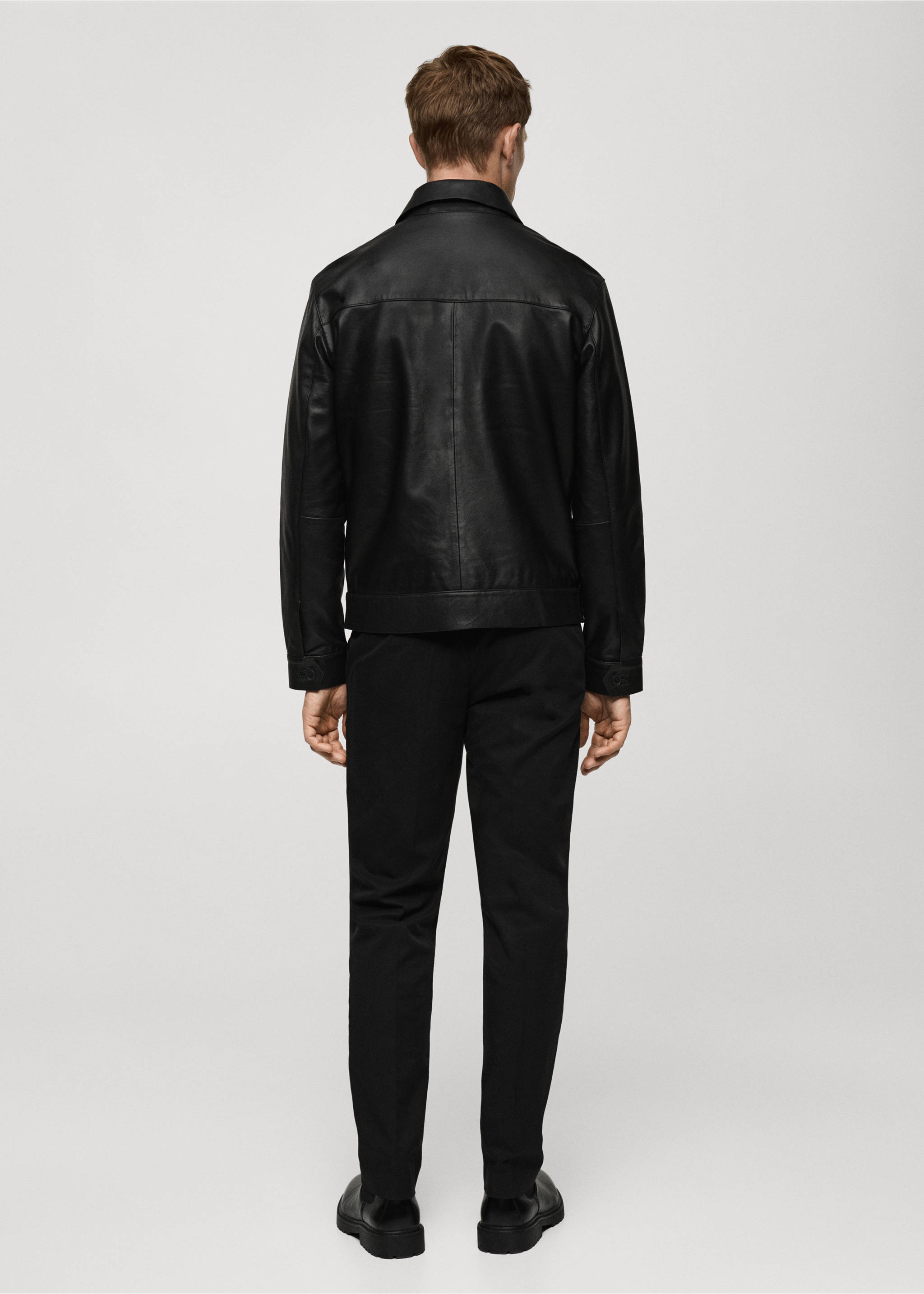 Blouson 100 % cuir poches - Verso de l’article, Noir. Ref: 77045982-00.