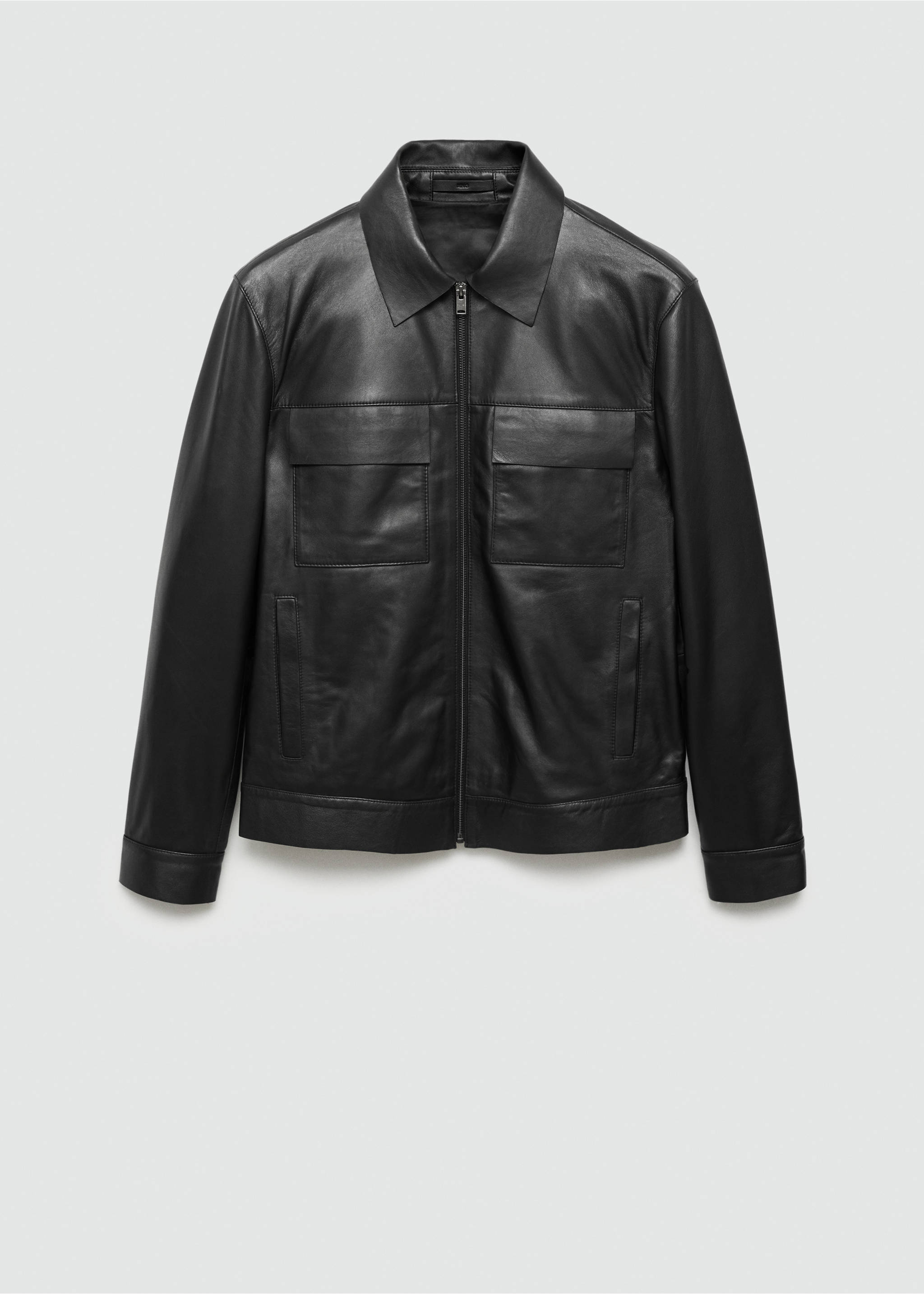 Blouson 100 % cuir poches - Article sans modèle, Noir. Ref: 77045982-00.