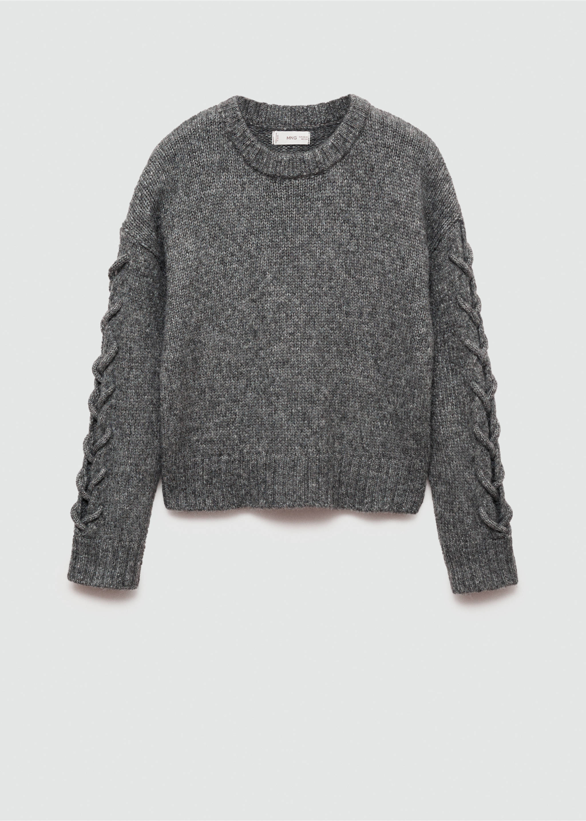 Braided sleeve sweater - Article without model, Grey. Ref: 77045984-00.