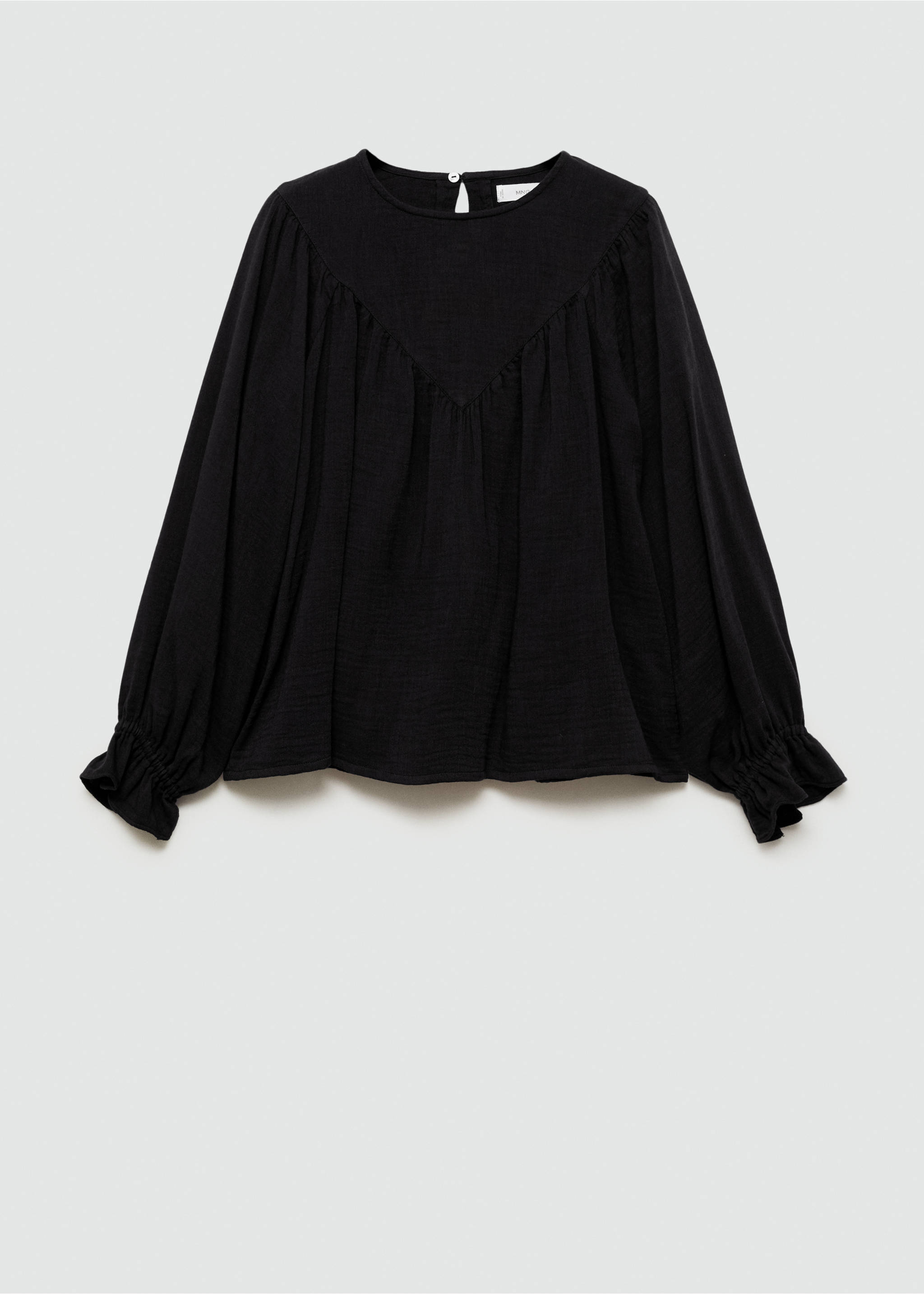 Gathered details blouse - Article without model, Black. Ref: 77045987-00.