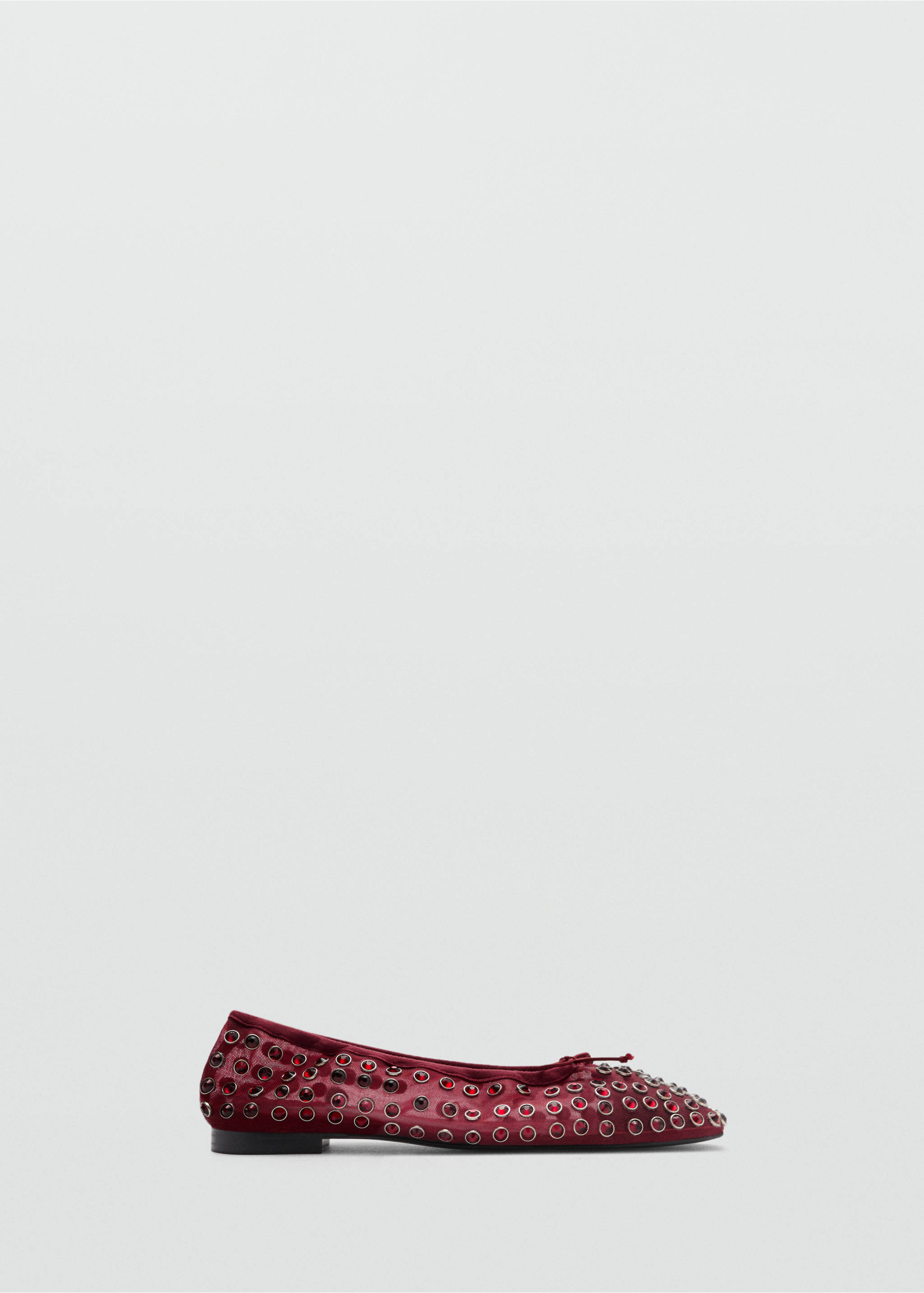 Studded mesh ballerina shoes - Article without model, Burgundy. Ref: 77045998-00.