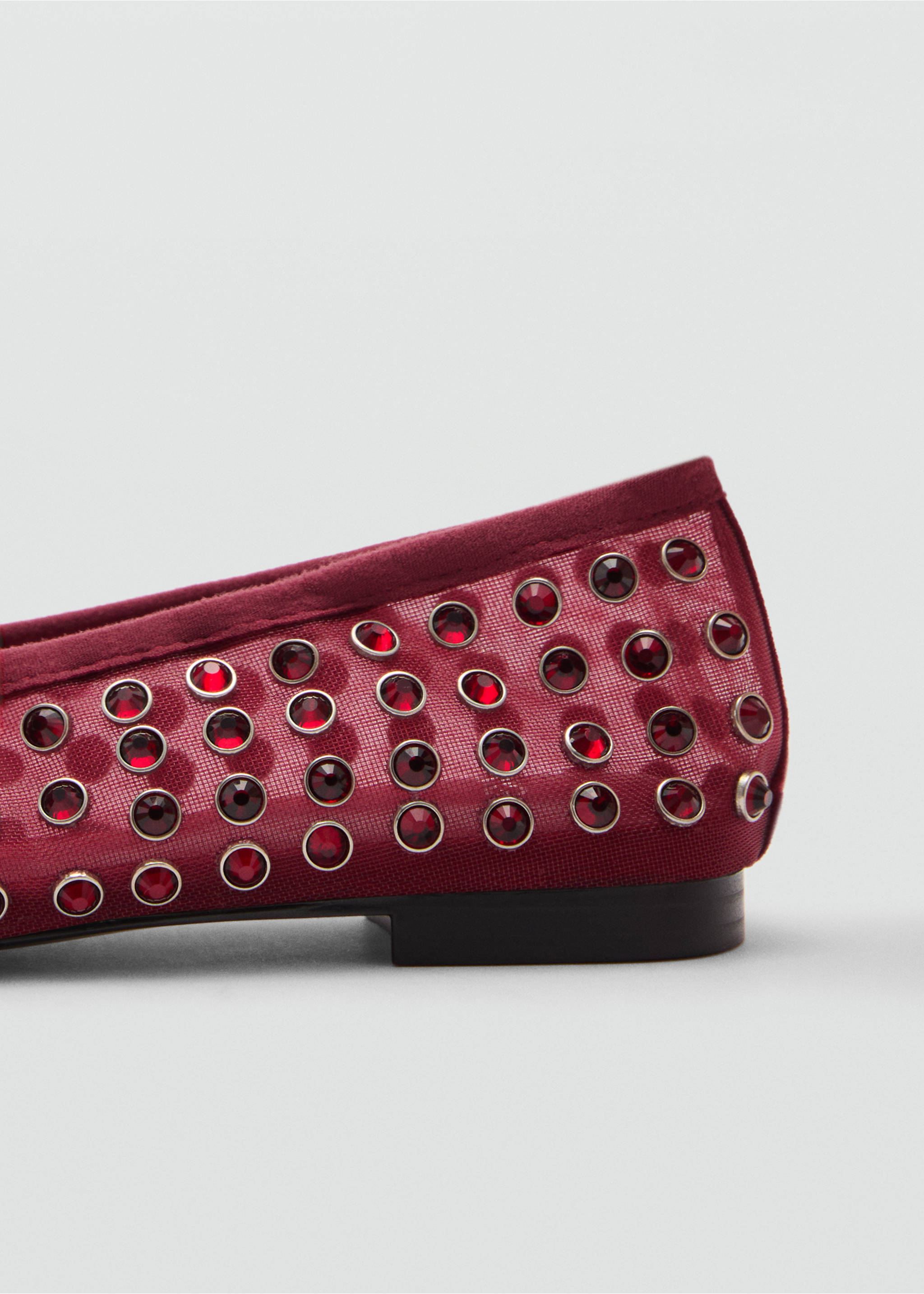 Studded mesh ballerina shoes - Details of the article 1, Burgundy. Ref: 77045998-00.