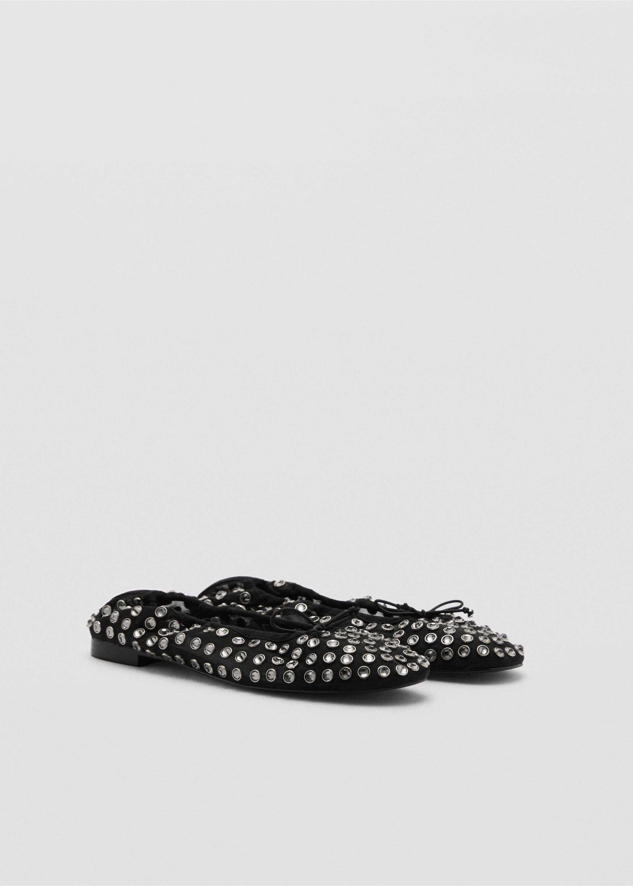 Studded mesh ballerina shoes - Medium plane, Black. Ref: 77045998-00.