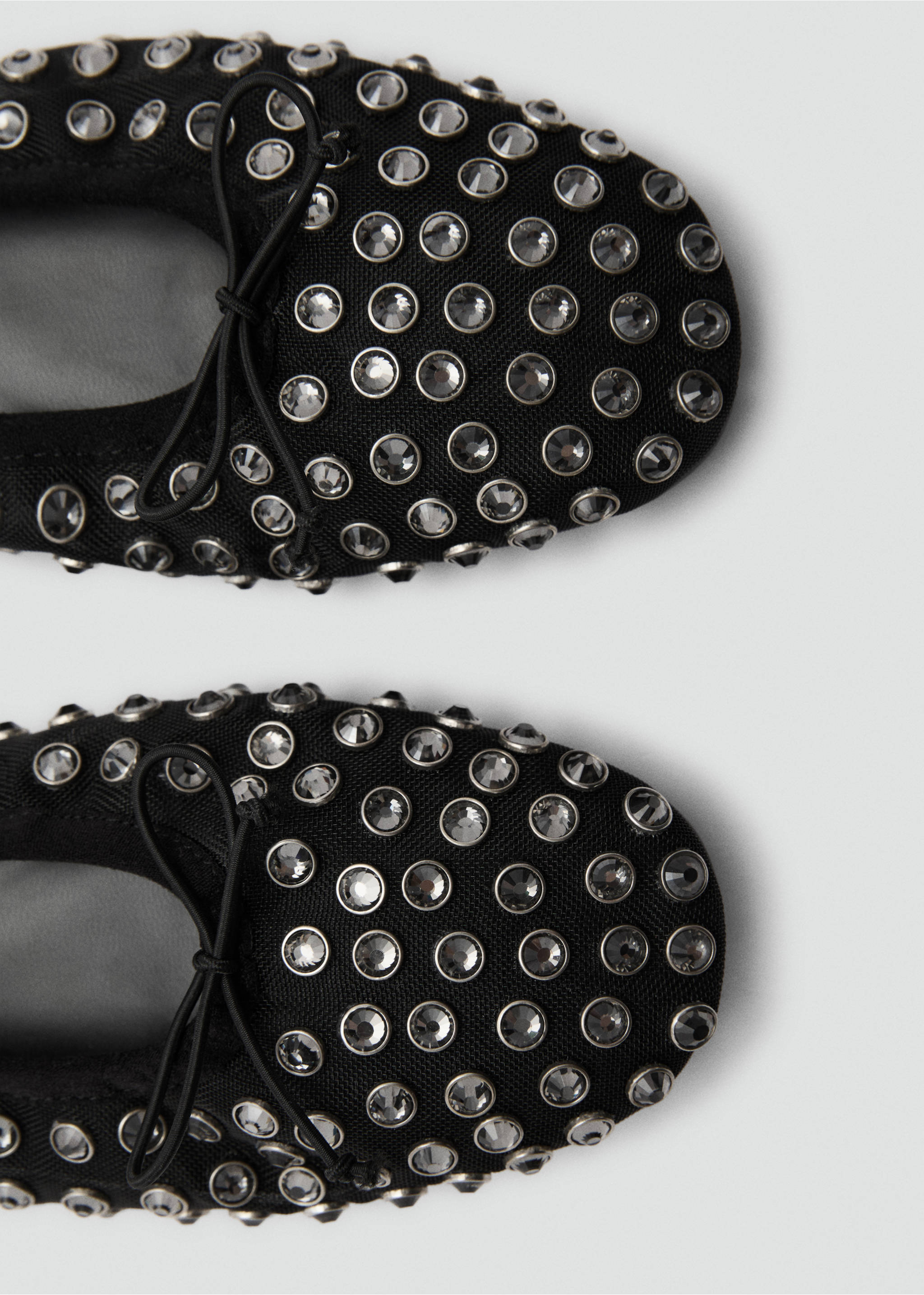 Studded mesh ballerina shoes - Details of the article 2, Black. Ref: 77045998-00.