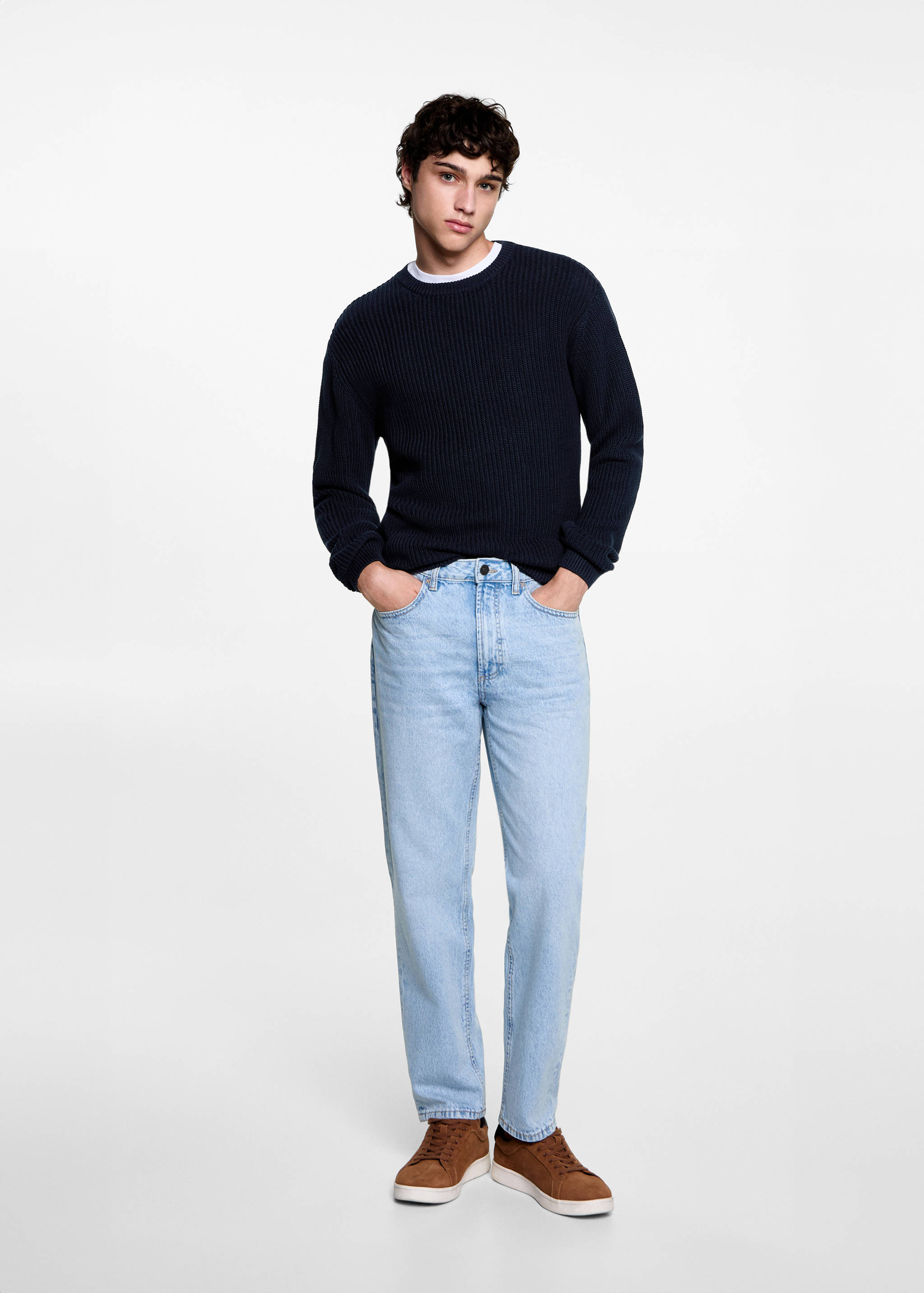 Ribbed cotton knitted sweater - General plane