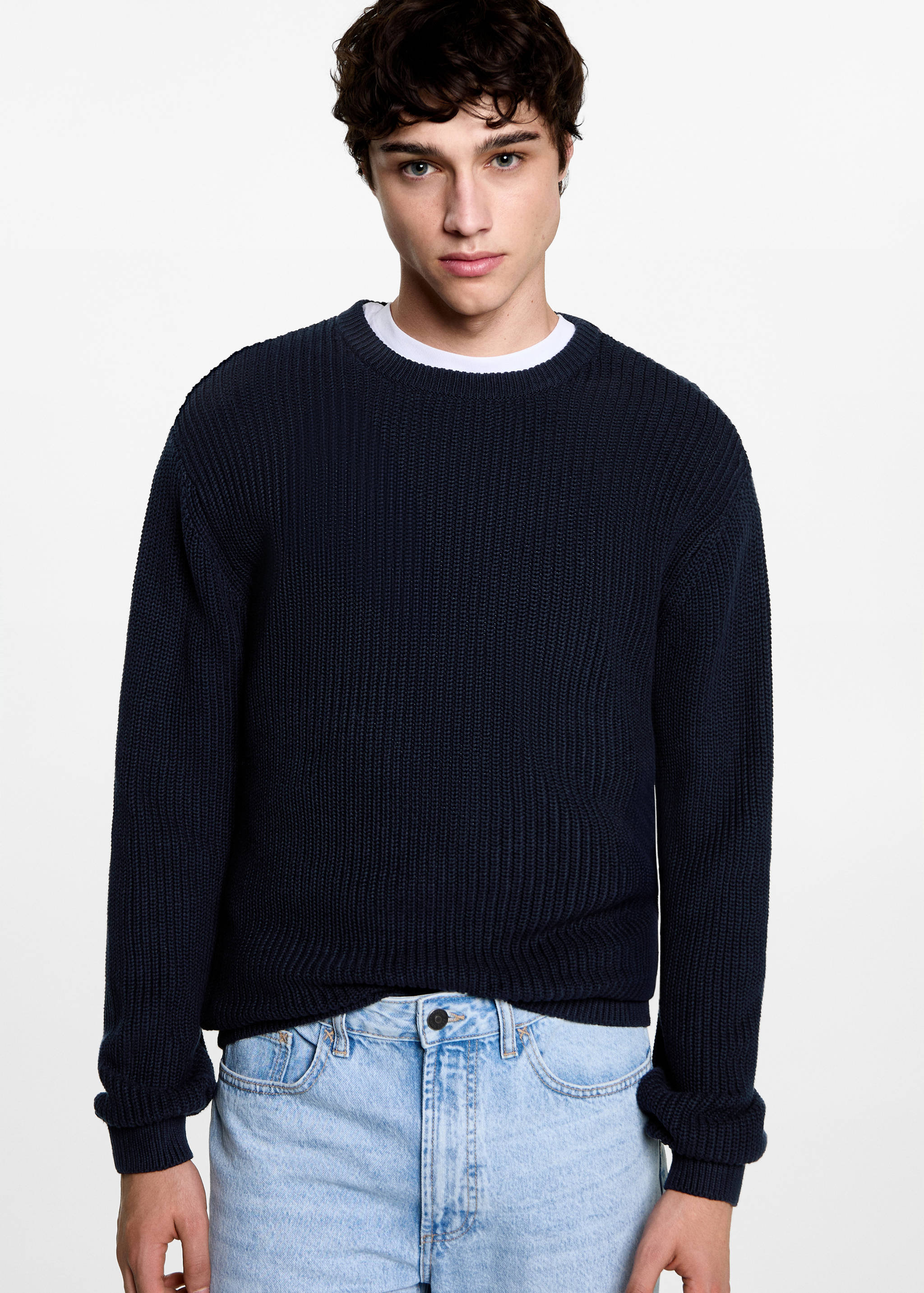 Ribbed cotton knitted sweater - Medium plane