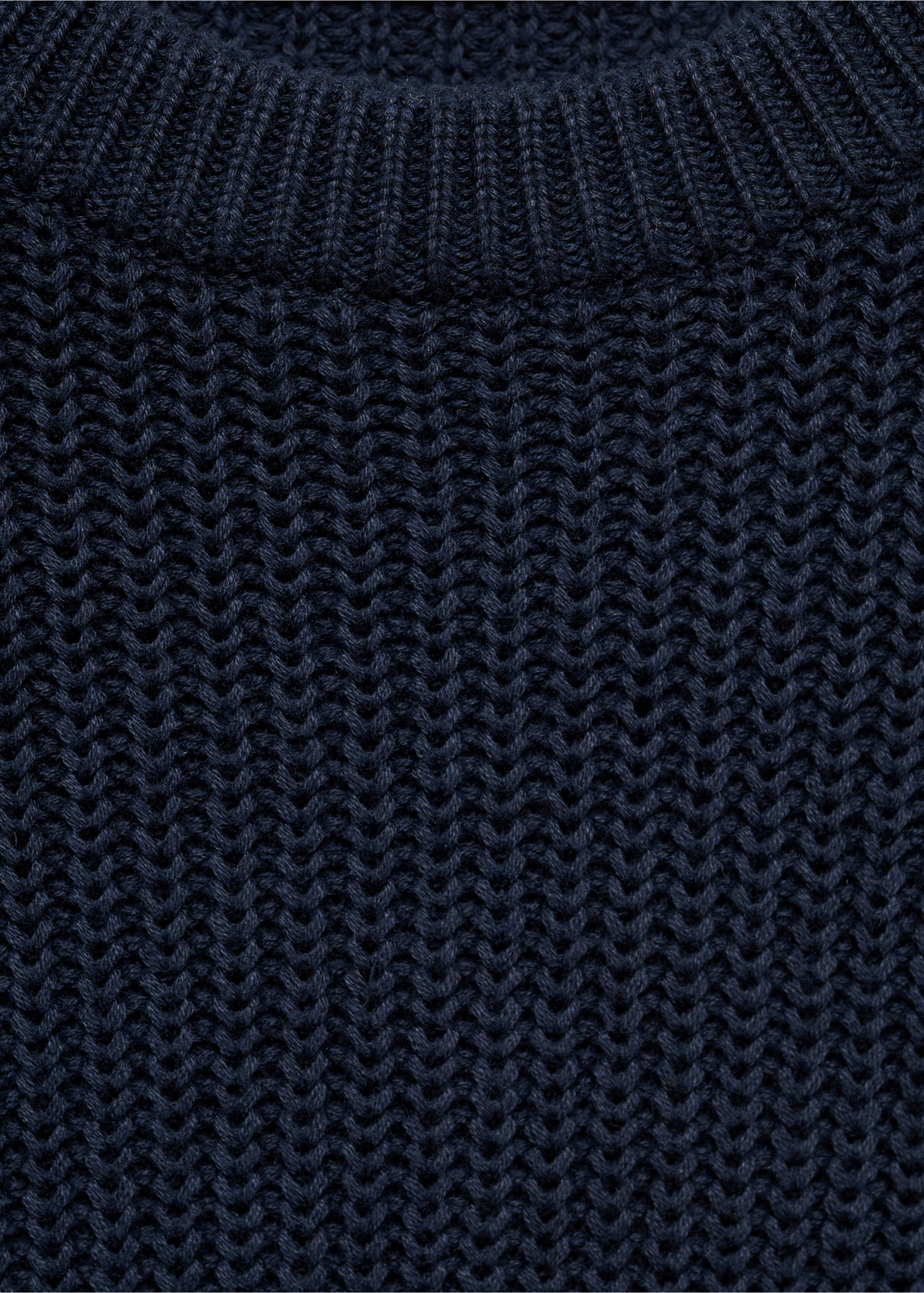 Ribbed cotton knitted sweater - Details of the article 8, Dark Navy. Ref: 77046337-00.