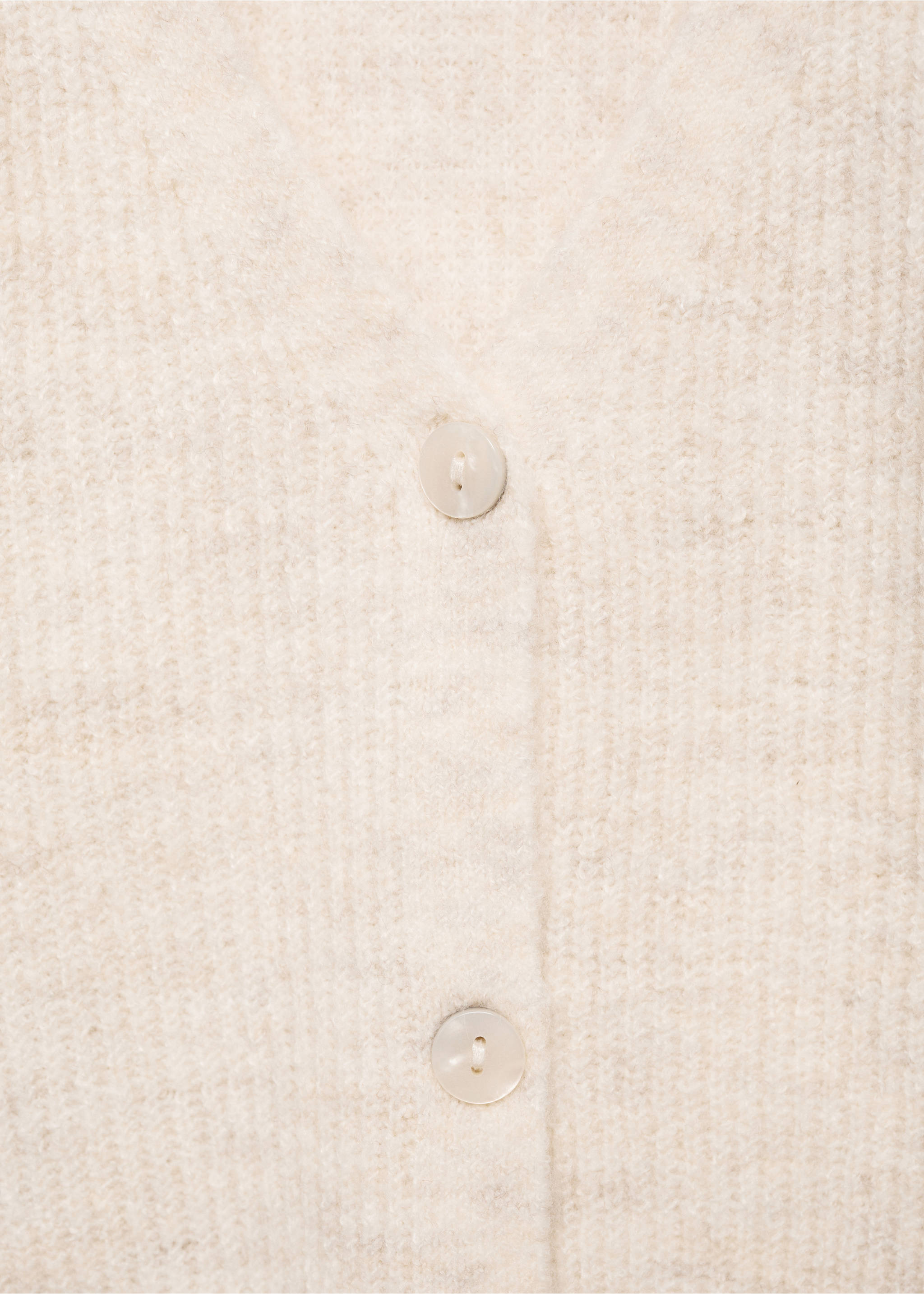 Buttoned ribbed cardigan - Details of the article 8, Beige. Ref: 77046338-00.