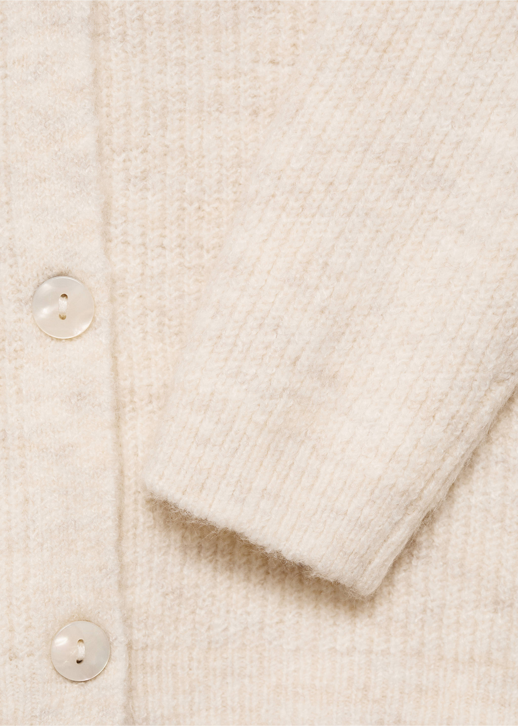 Buttoned ribbed cardigan - Details of the article 0, Beige. Ref: 77046338-00.