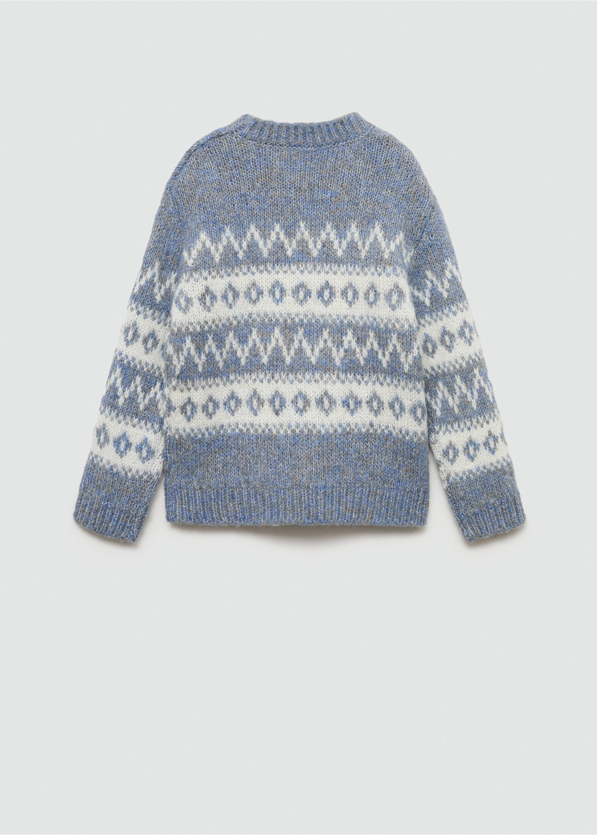 Jacquard tröja - Artikelns baksida, Blå. Ref: 77046339-00.