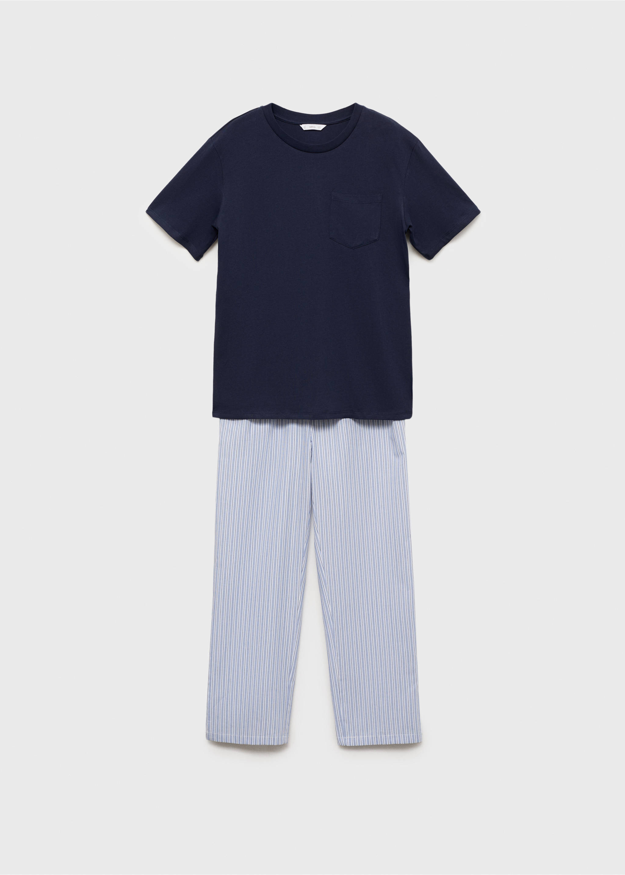 Langer Pyjama mit Streifen - Artikel ohne Model, Dunkles Marineblau. Ref: 77046344-00.