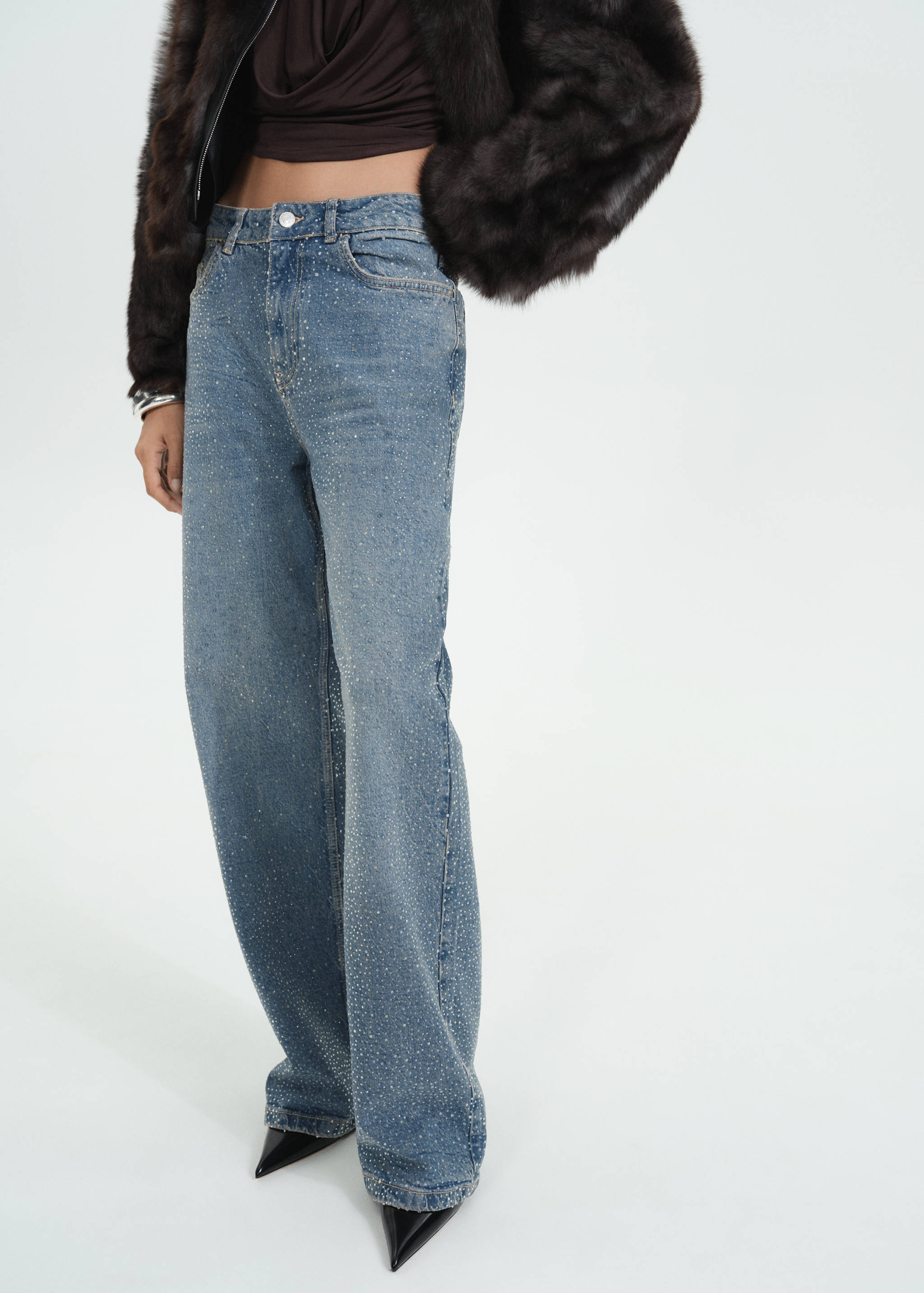 Raka jeans strass - Bild av mittparti