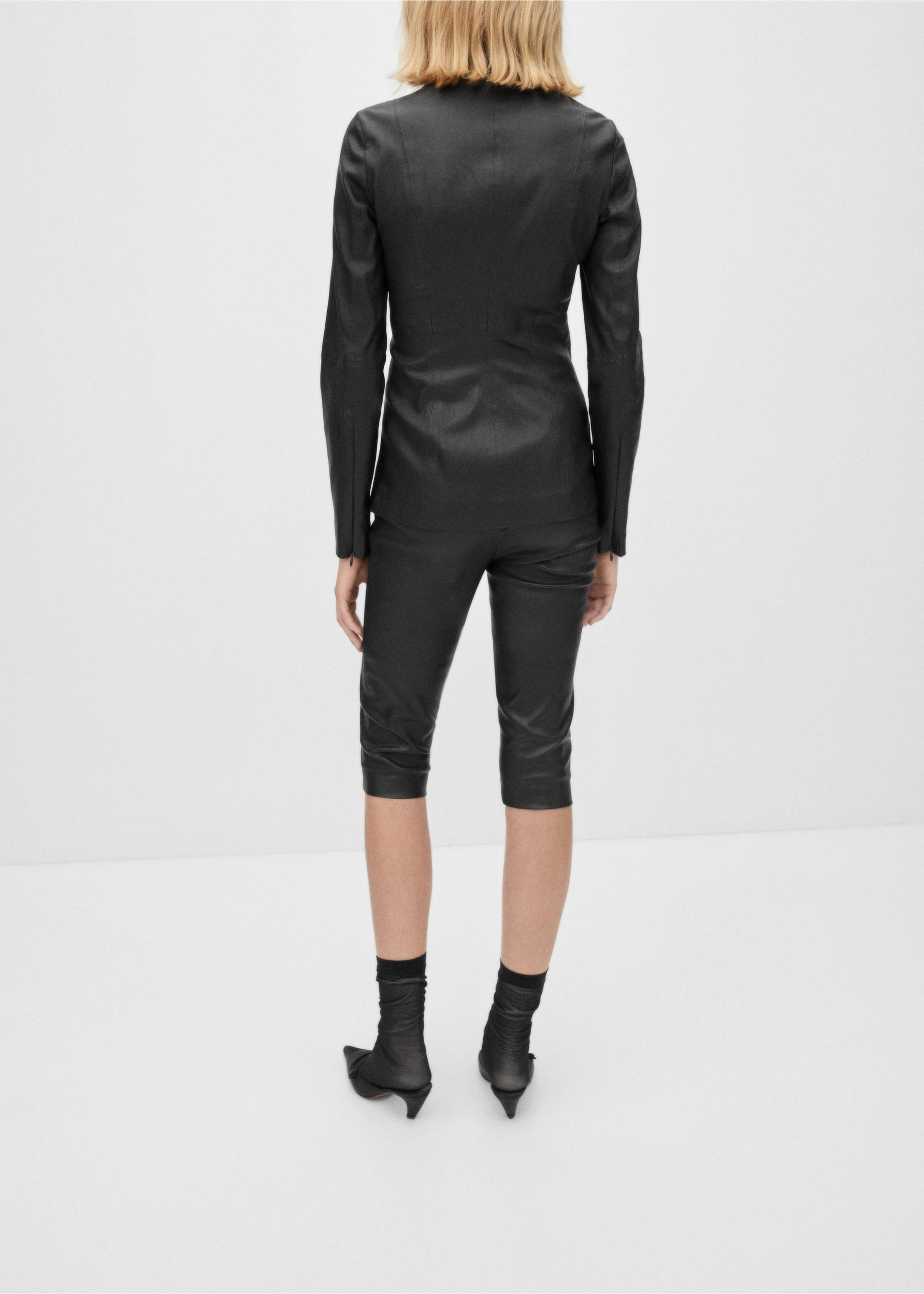 Capri leather leggings - Reverse of the article, Black. Ref: 77046356-00.