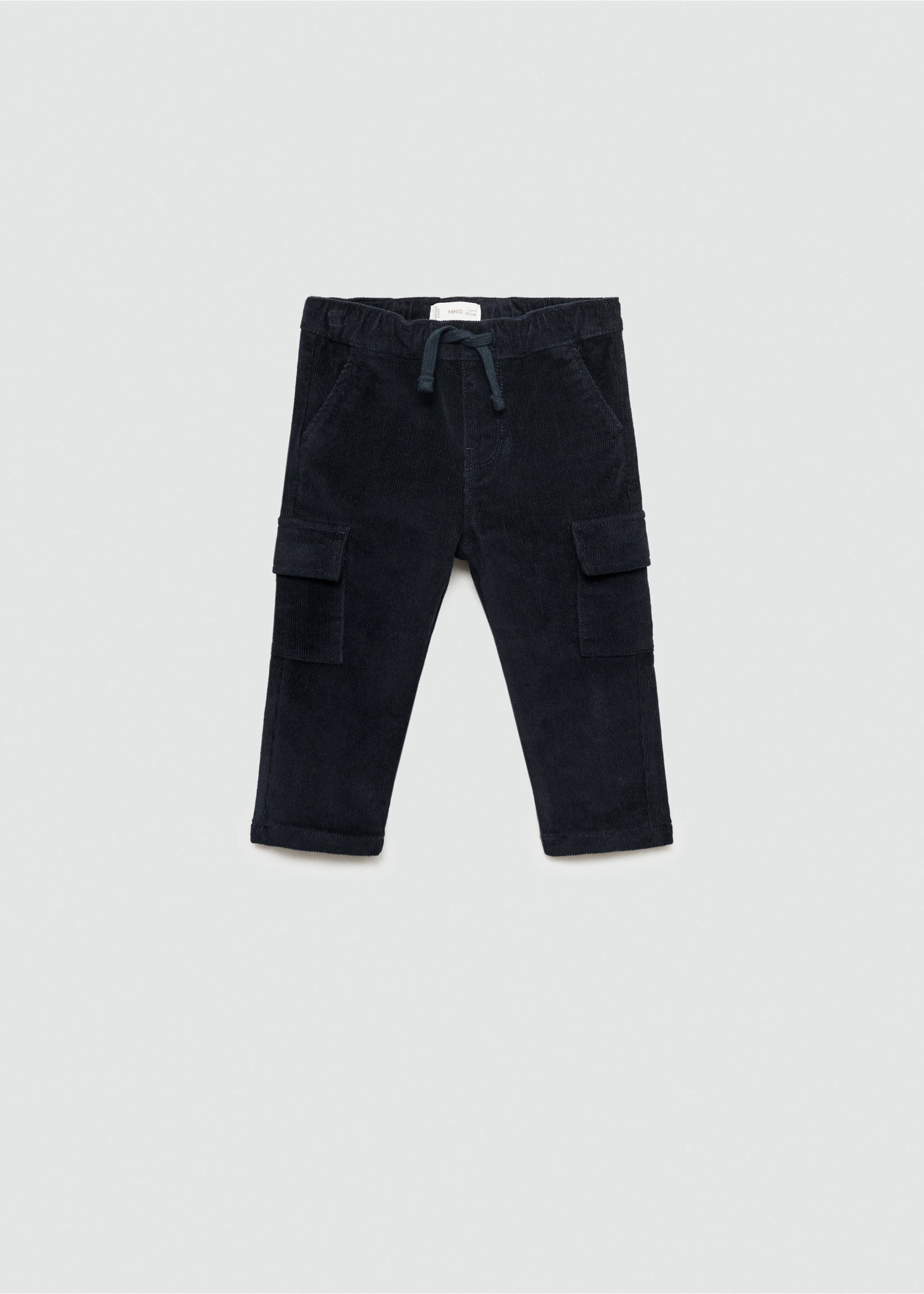 Corduroy cargo trousers - Article without model, Dark Navy. Ref: 77046724-00.