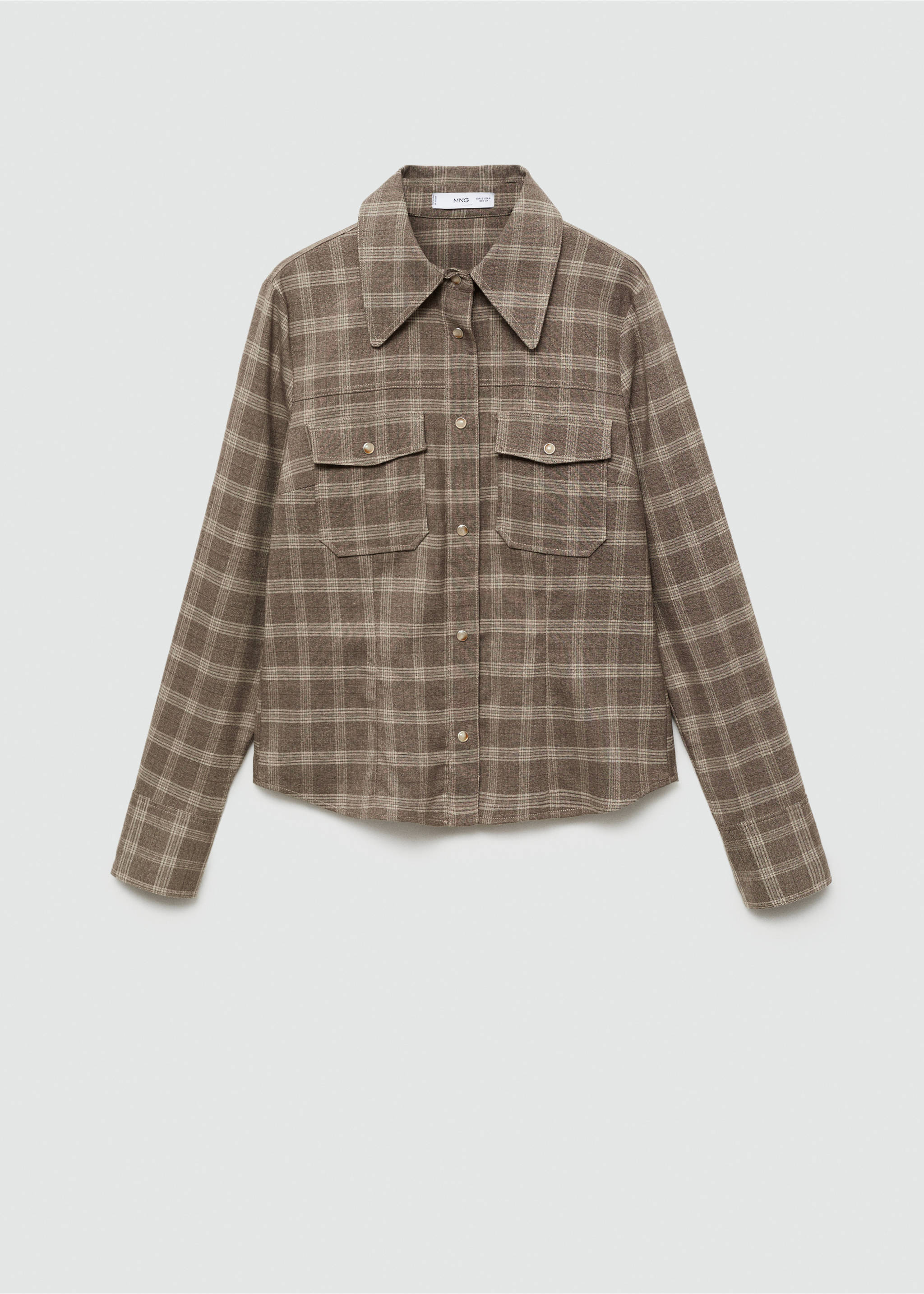 Check overshirt with pockets - Article without model, Beige. Ref: 77046727-00.