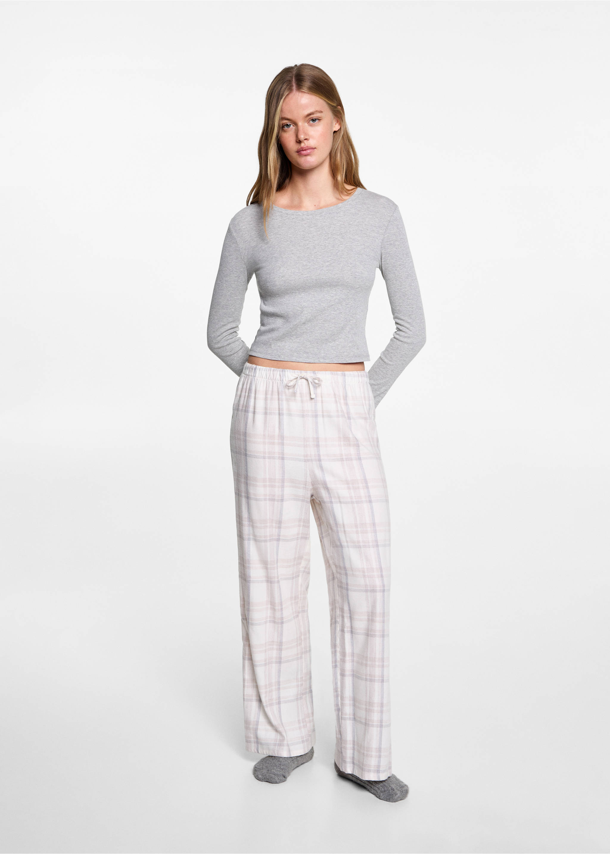 Checked cotton pyjamas - General plane, Beige. Ref: 77046728-00.