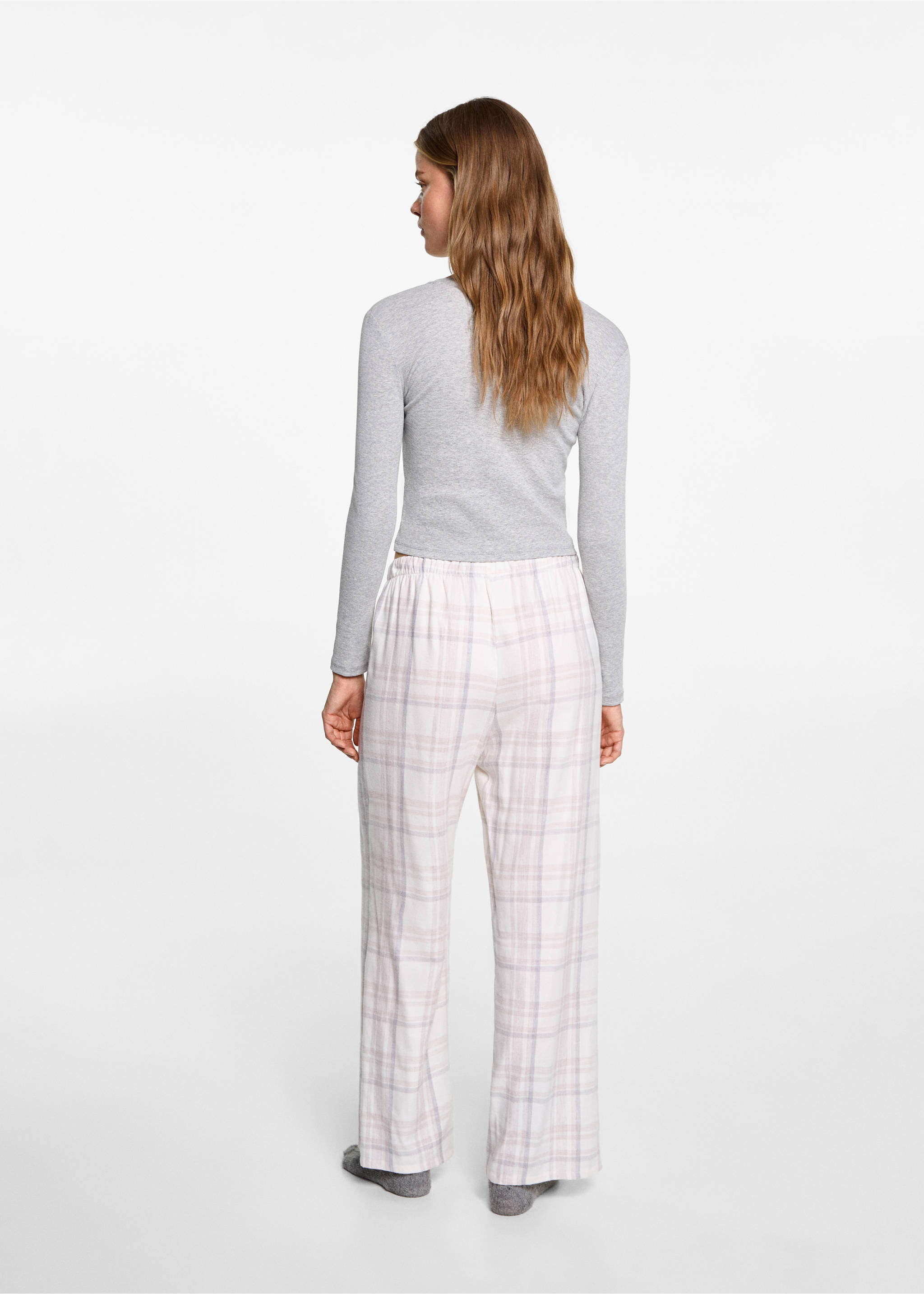 Checked cotton pyjamas - Reverse of the article, Beige. Ref: 77046728-00.