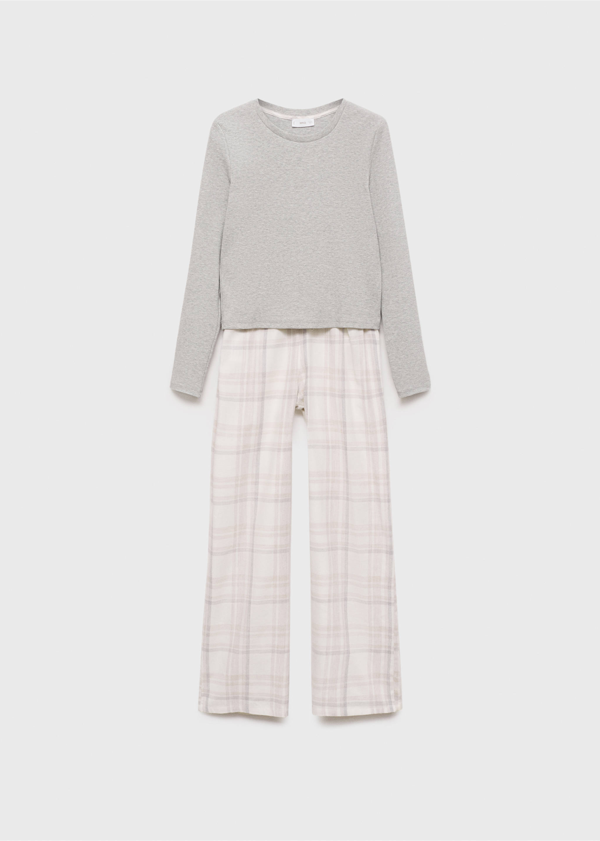 Checked cotton pyjamas - Article without model, Beige. Ref: 77046728-00.