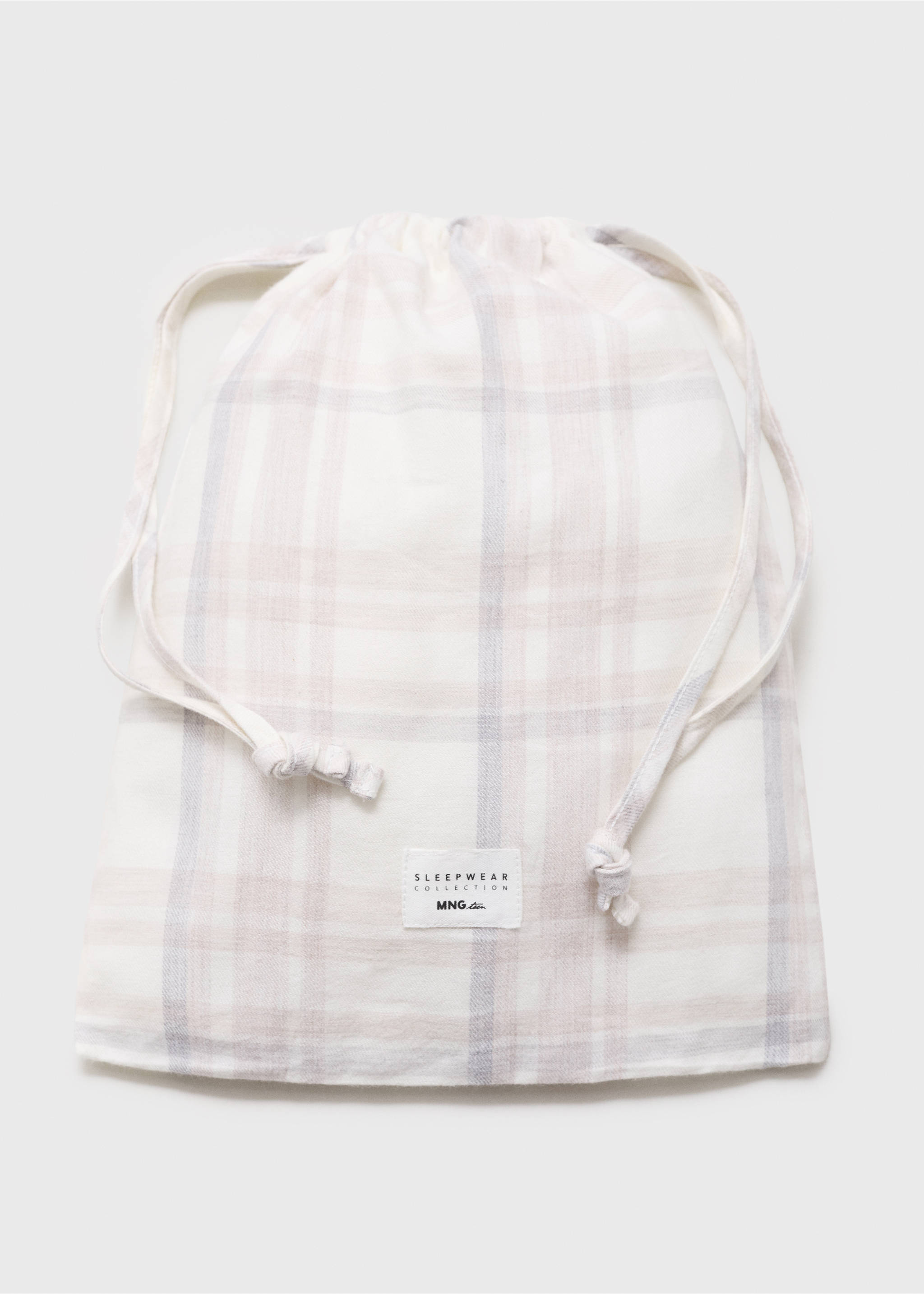 Checked cotton pyjamas - Details of the article 0, Beige. Ref: 77046728-00.