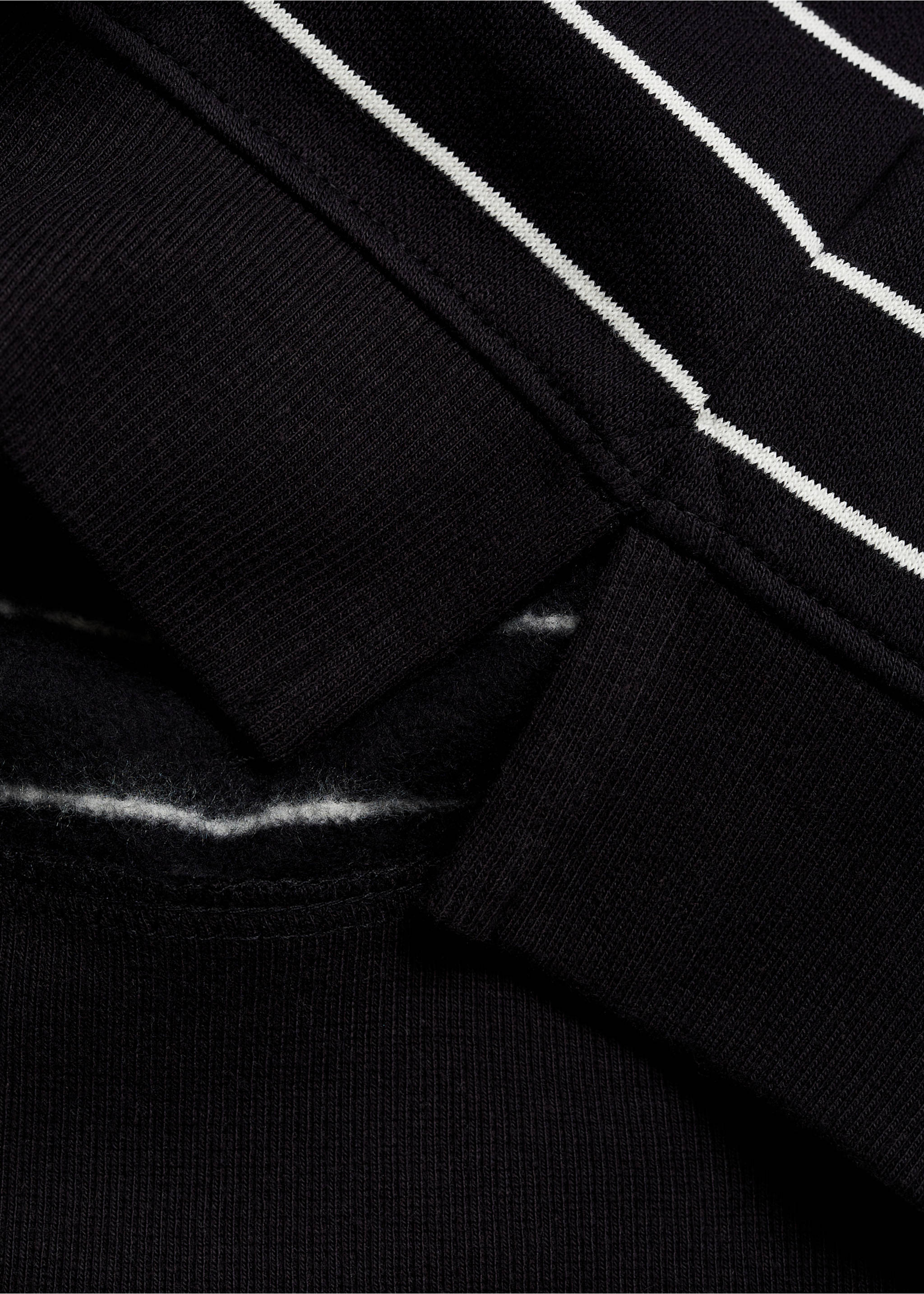Striped cotton-blend sweatshirt - Details of the article 0, Black. Ref: 77046734-00.